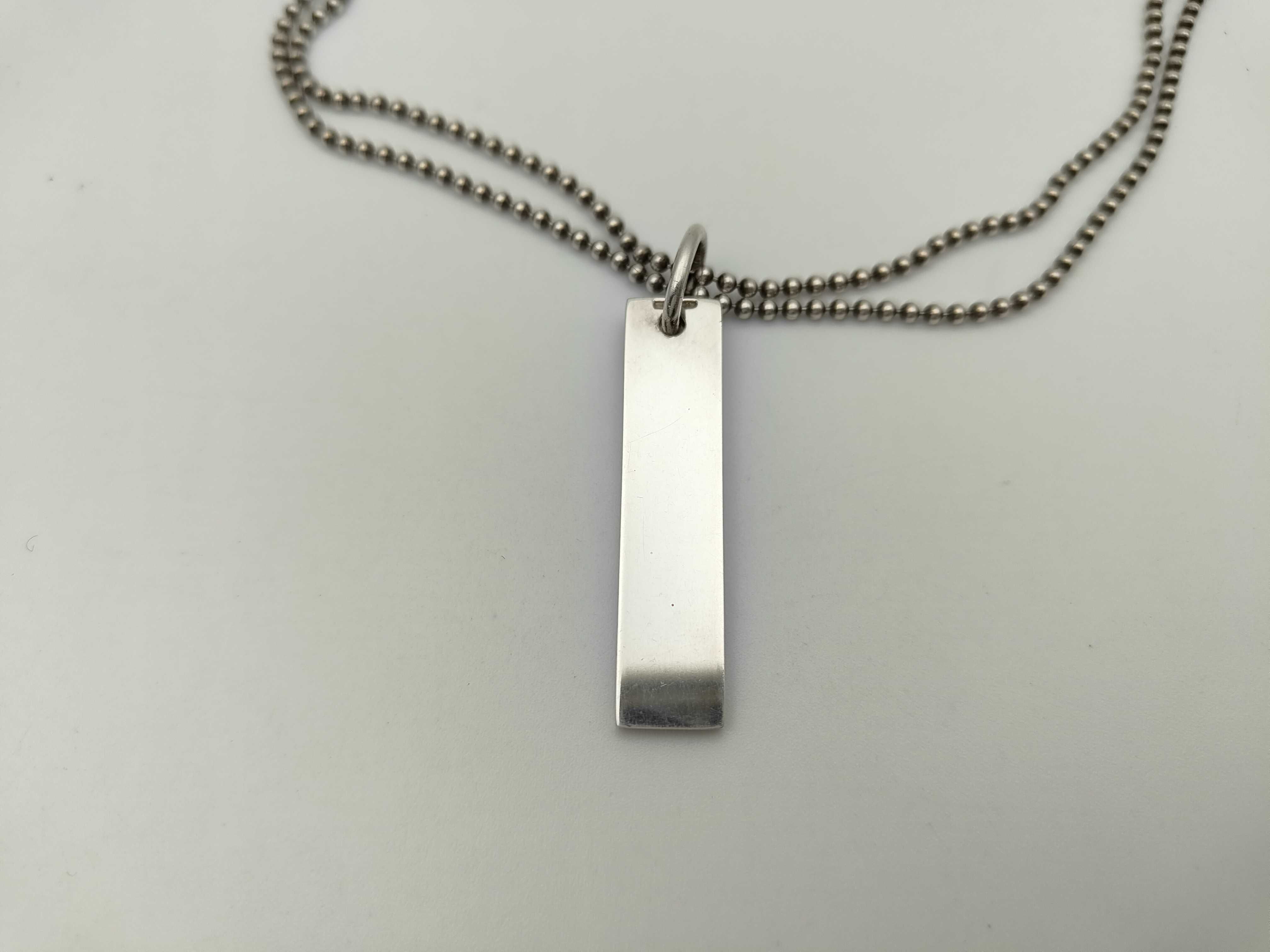 logo plate ball chain sterling silver (925) necklace — view 2
