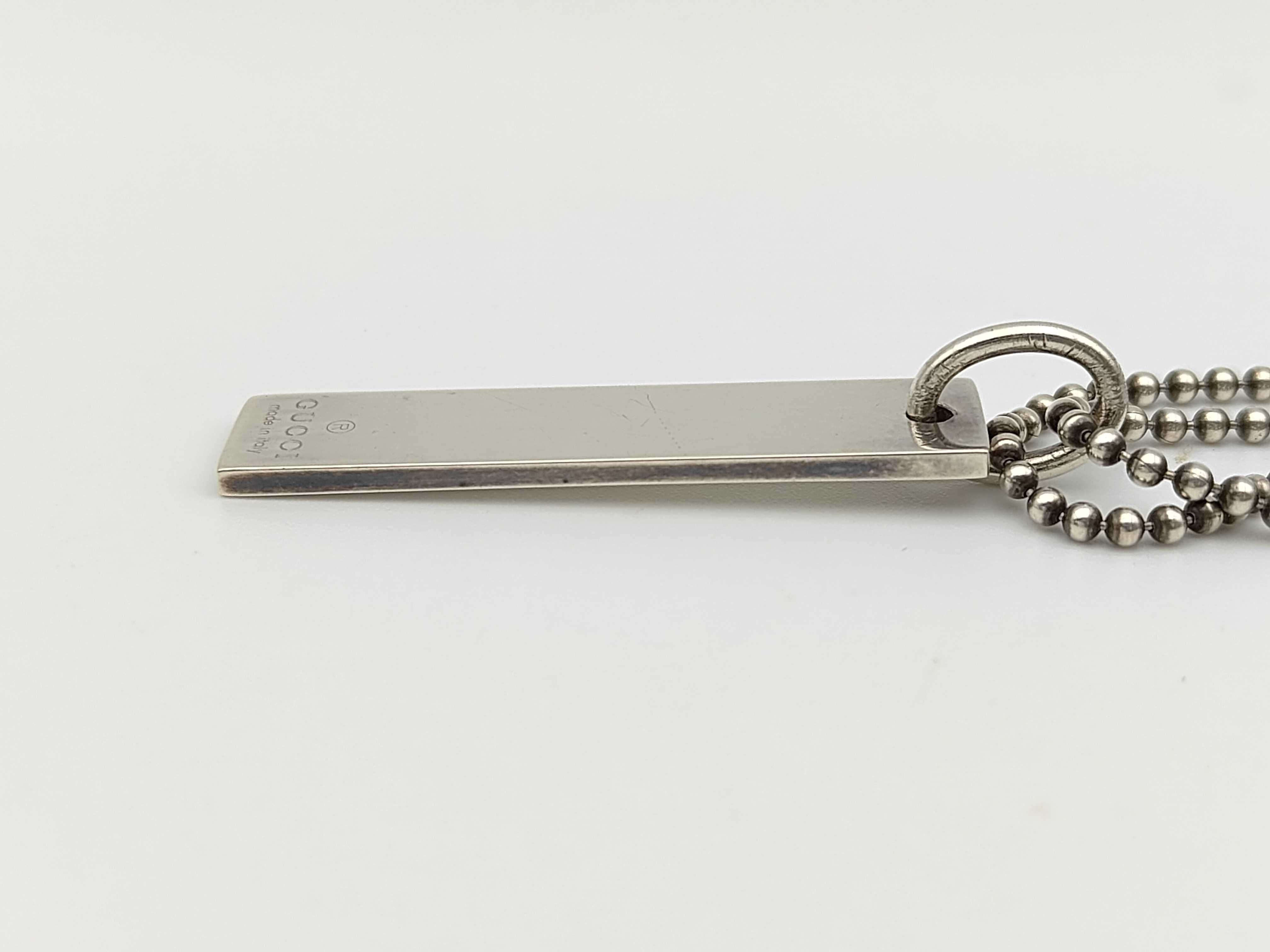 logo plate ball chain sterling silver (925) necklace — view 3