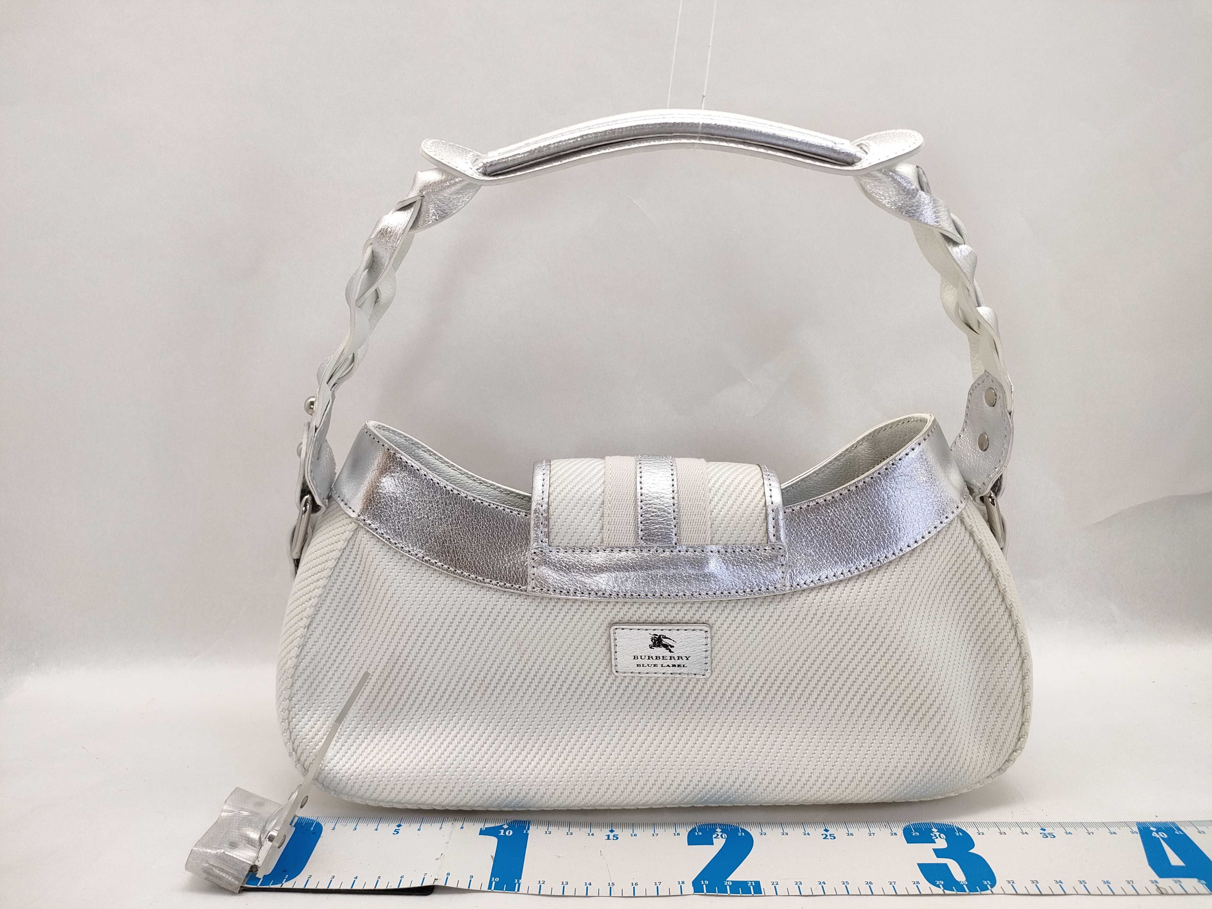 Blue Label Twill Braided Handle Metallic Silver One-Shoulder Bag — view 2