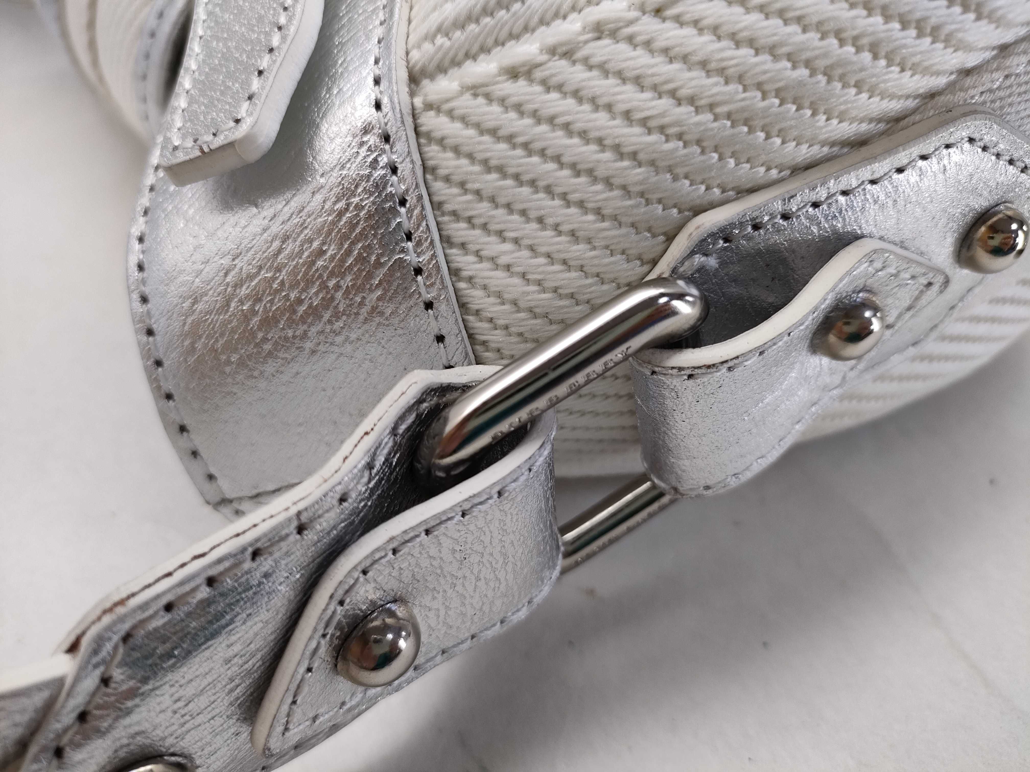 Blue Label Twill Braided Handle Metallic Silver One-Shoulder Bag — view 5