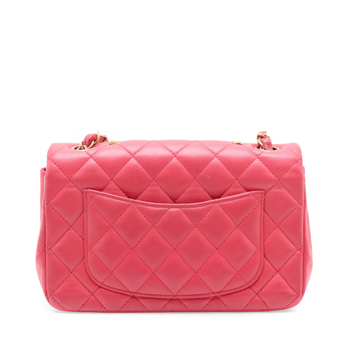 Mini Matelassé 20 Lambskin Single Flap Single Chain Bag with Lucky Charm, Pink with Gold Hardware, 26806948, Serial Number 26 — view 2