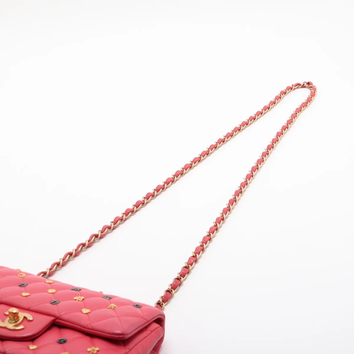 Mini Matelassé 20 Lambskin Single Flap Single Chain Bag with Lucky Charm, Pink with Gold Hardware, 26806948, Serial Number 26 — view 5