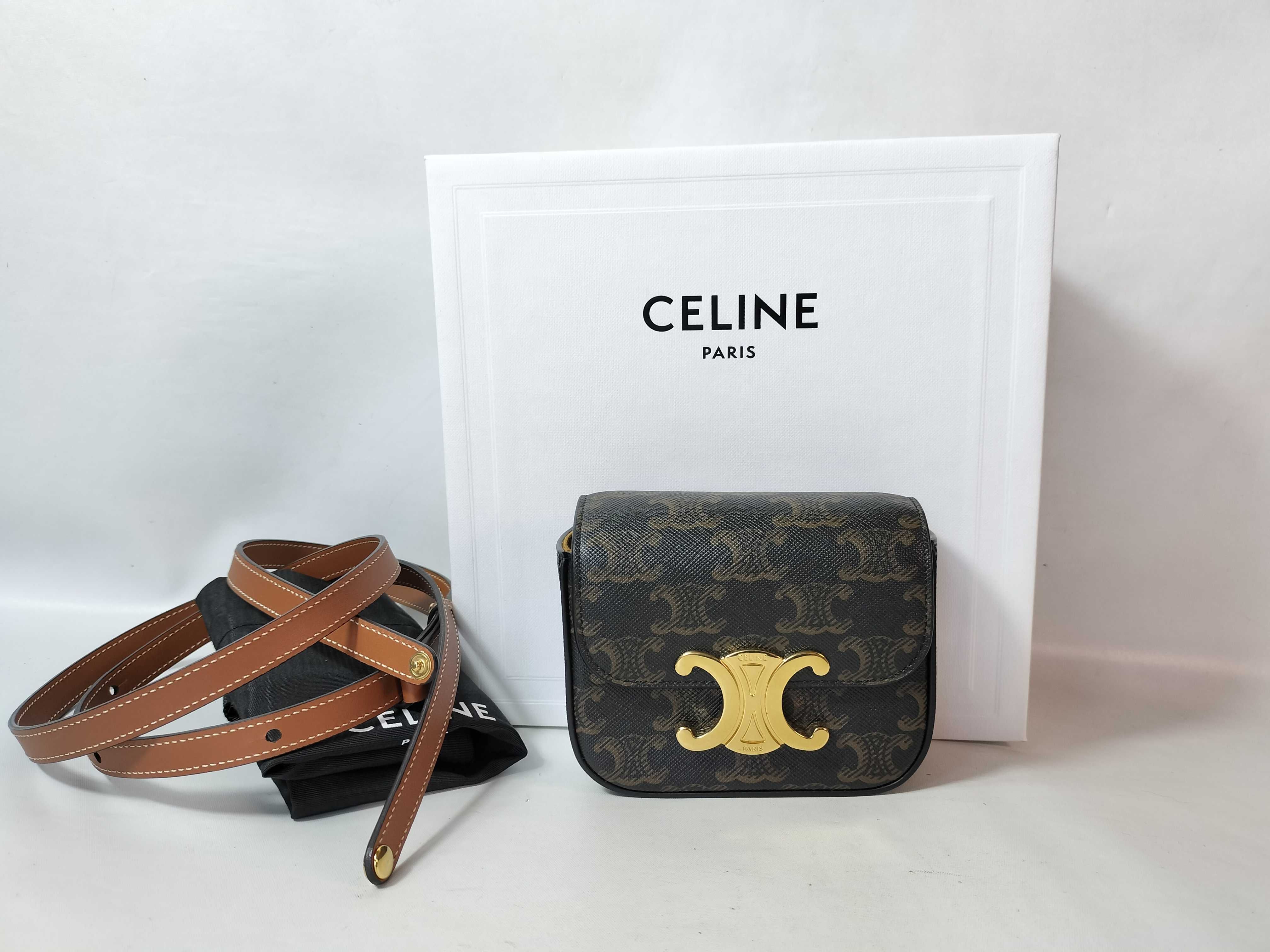 Triomphe Mini Claude Leather Shoulder Bag