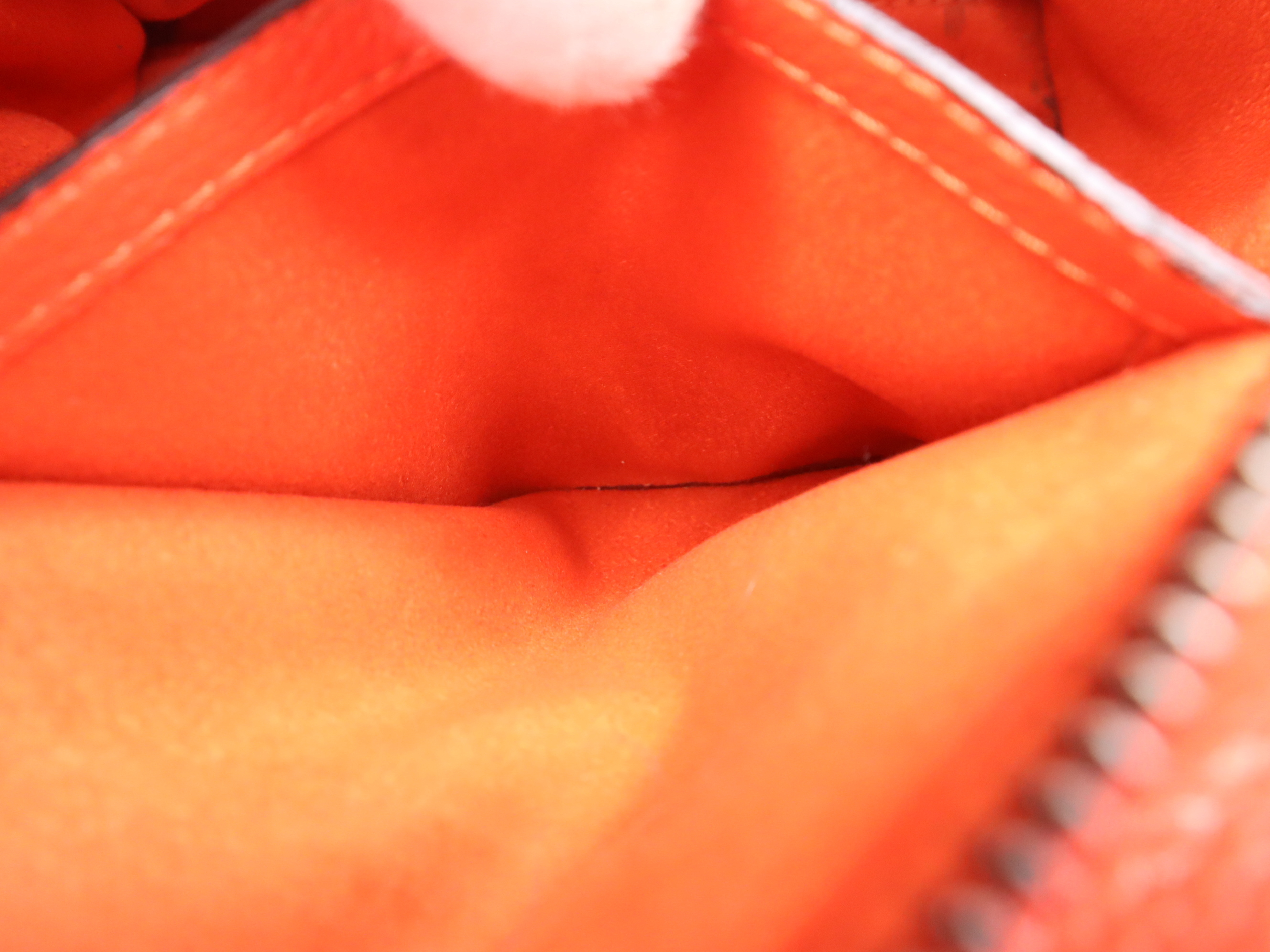 Leather Luggage Nano Shopper Handbag, Orange, Silver Hardware, with Shoulder Strap — view 12