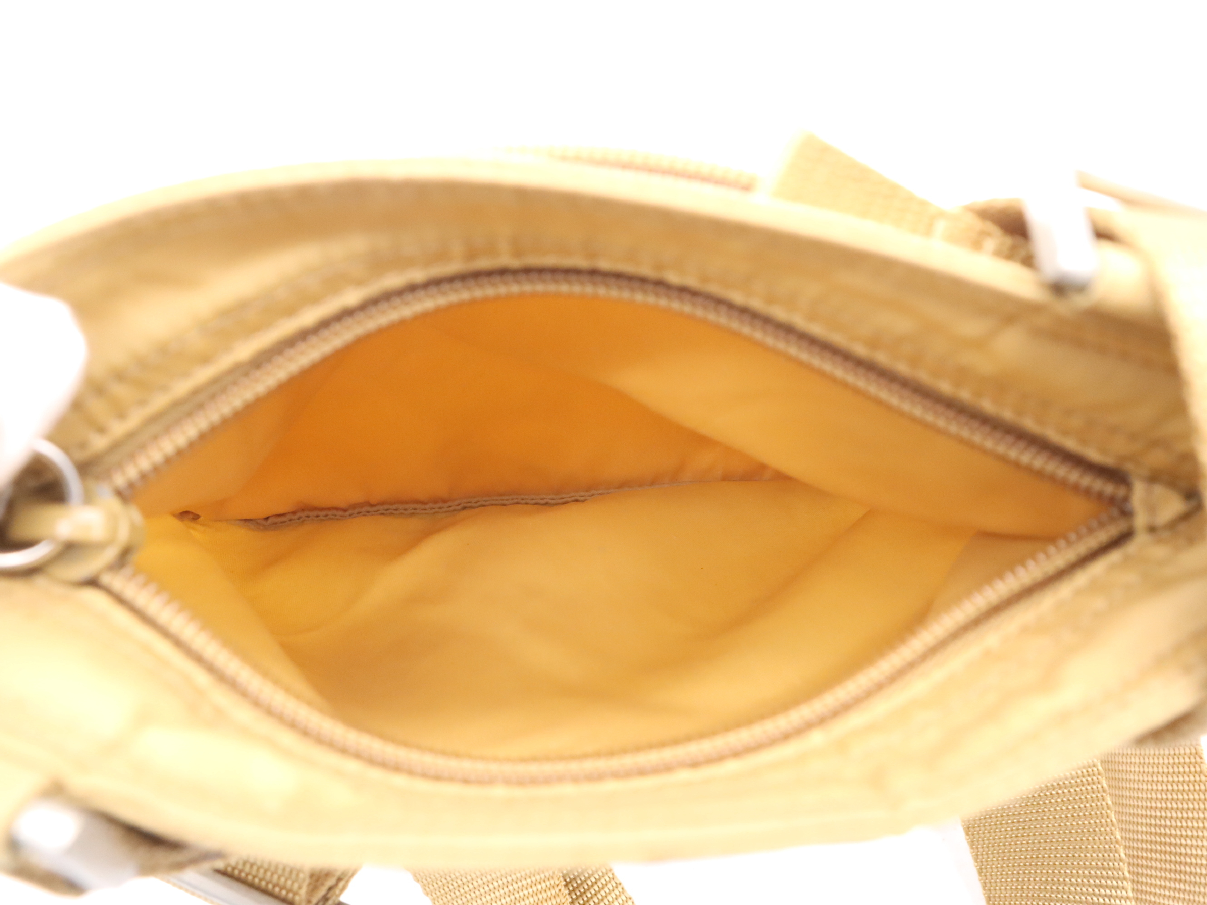 Nylon Triangle Logo Shoulder Bag, Beige, Silver Hardware — view 12