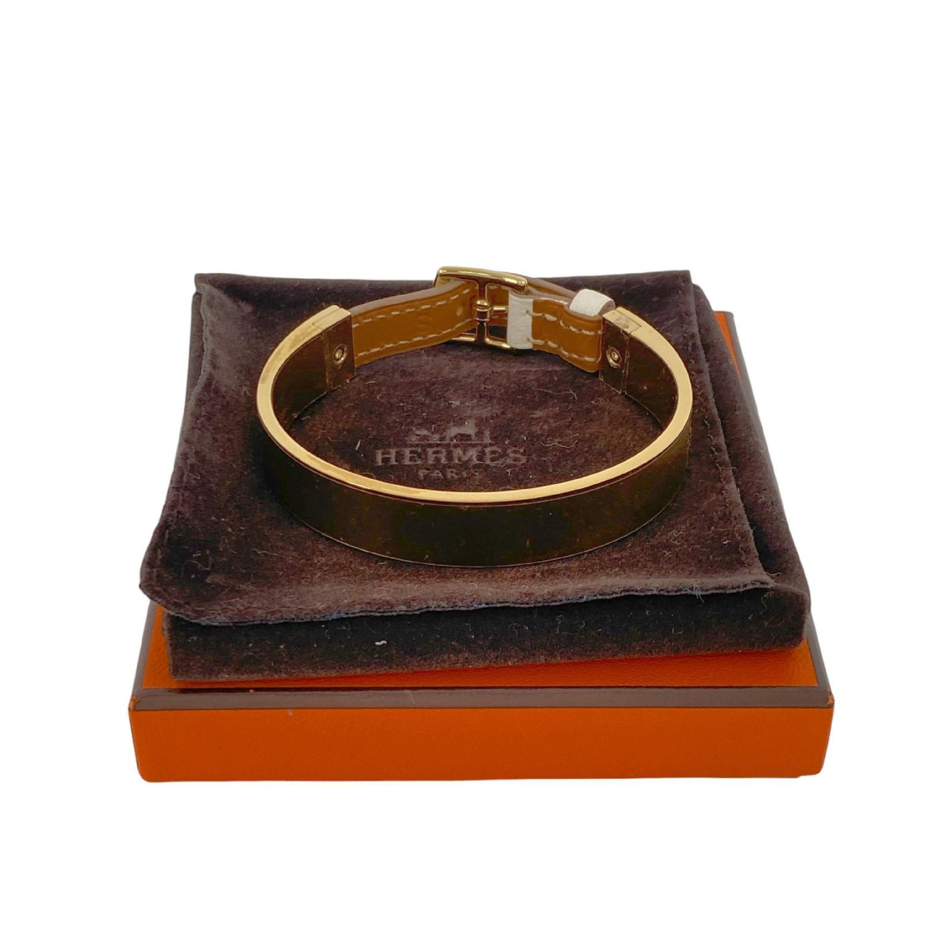 【*Shipped from: Hong Kong*】HERMES ( ) White Gold Plated Metal/Calfskin Bracelet Stamp T Bracelet/Bangle — view 2