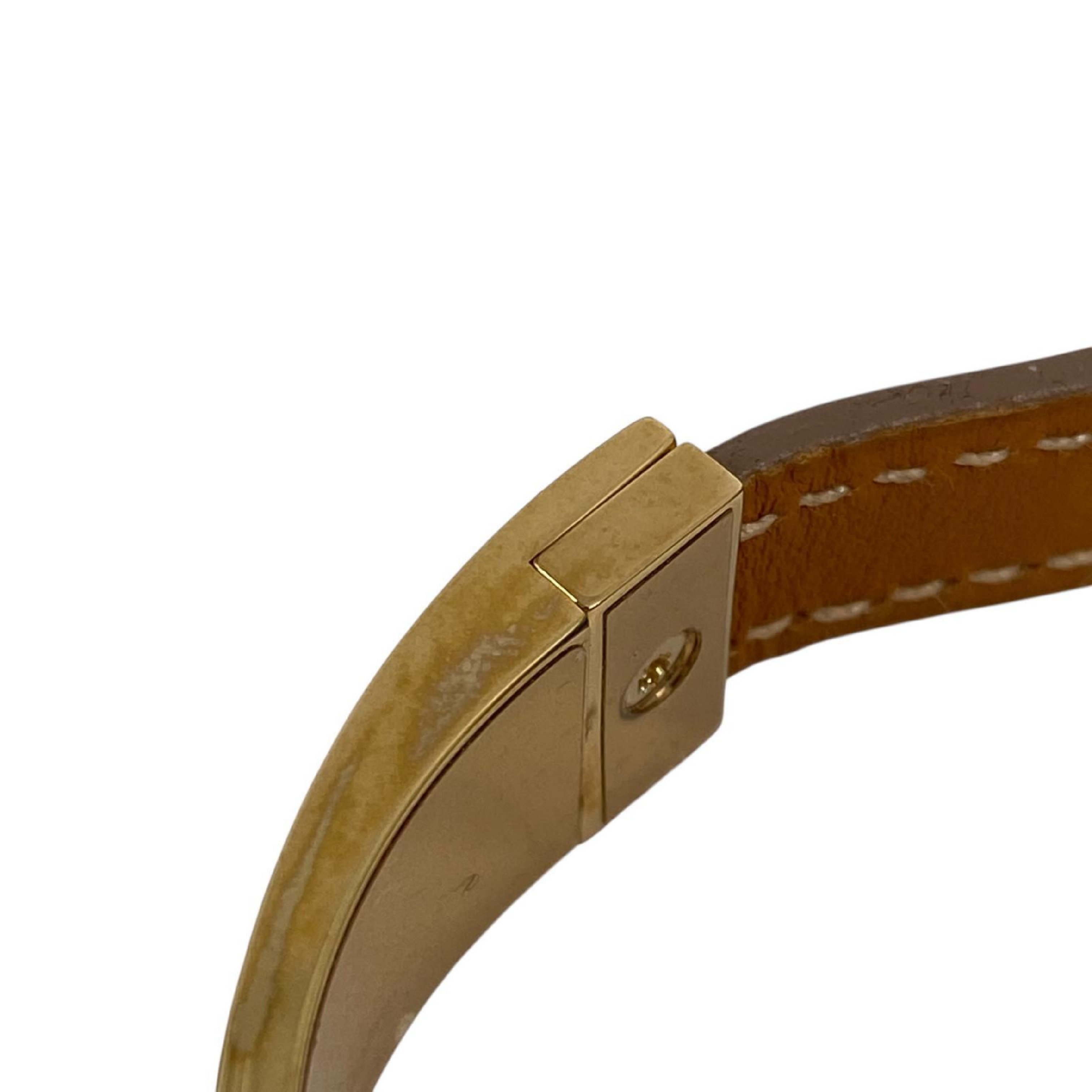 【*Shipped from: Hong Kong*】HERMES ( ) White Gold Plated Metal/Calfskin Bracelet Stamp T Bracelet/Bangle — view 11