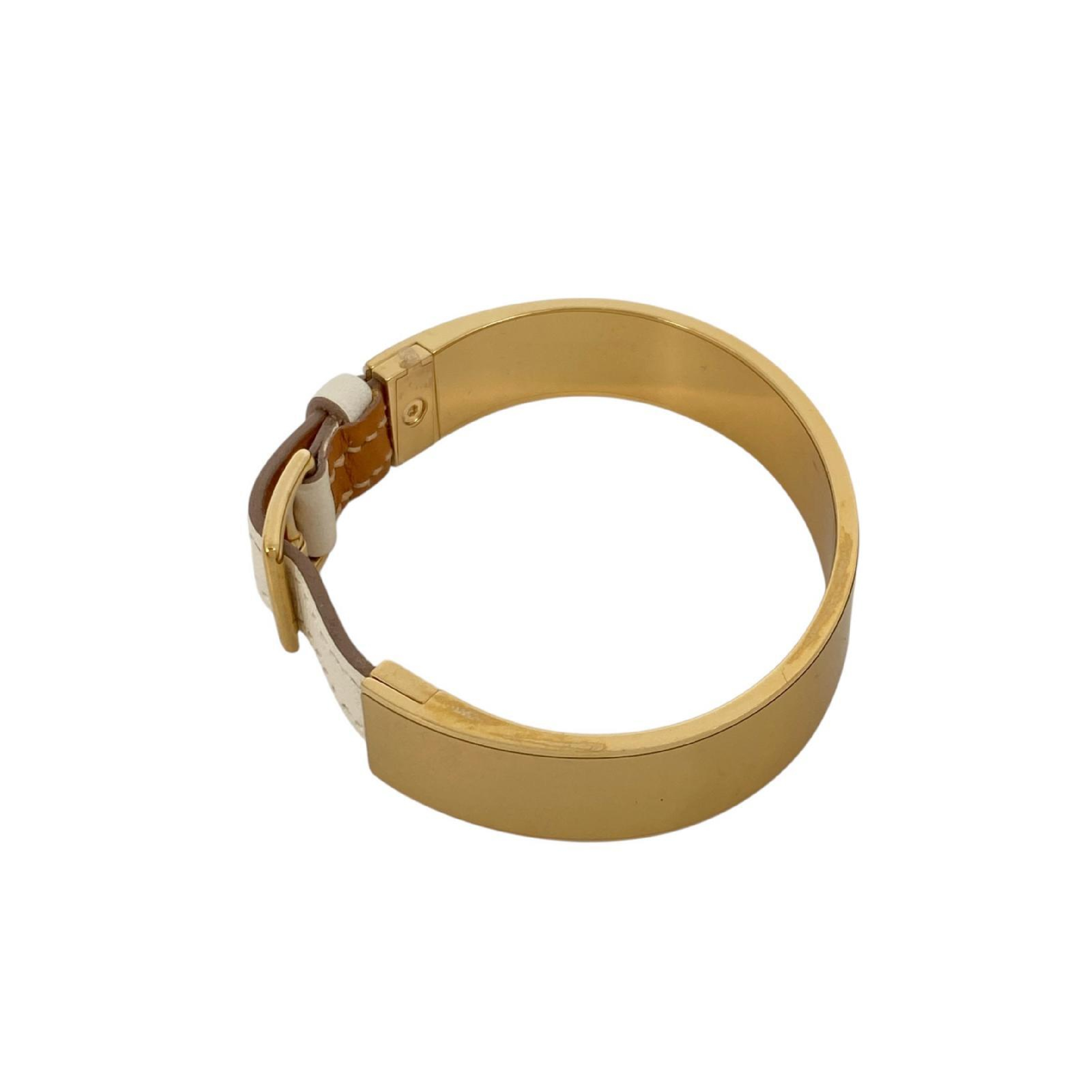【*Shipped from: Hong Kong*】HERMES ( ) White Gold Plated Metal/Calfskin Bracelet Stamp T Bracelet/Bangle — view 4