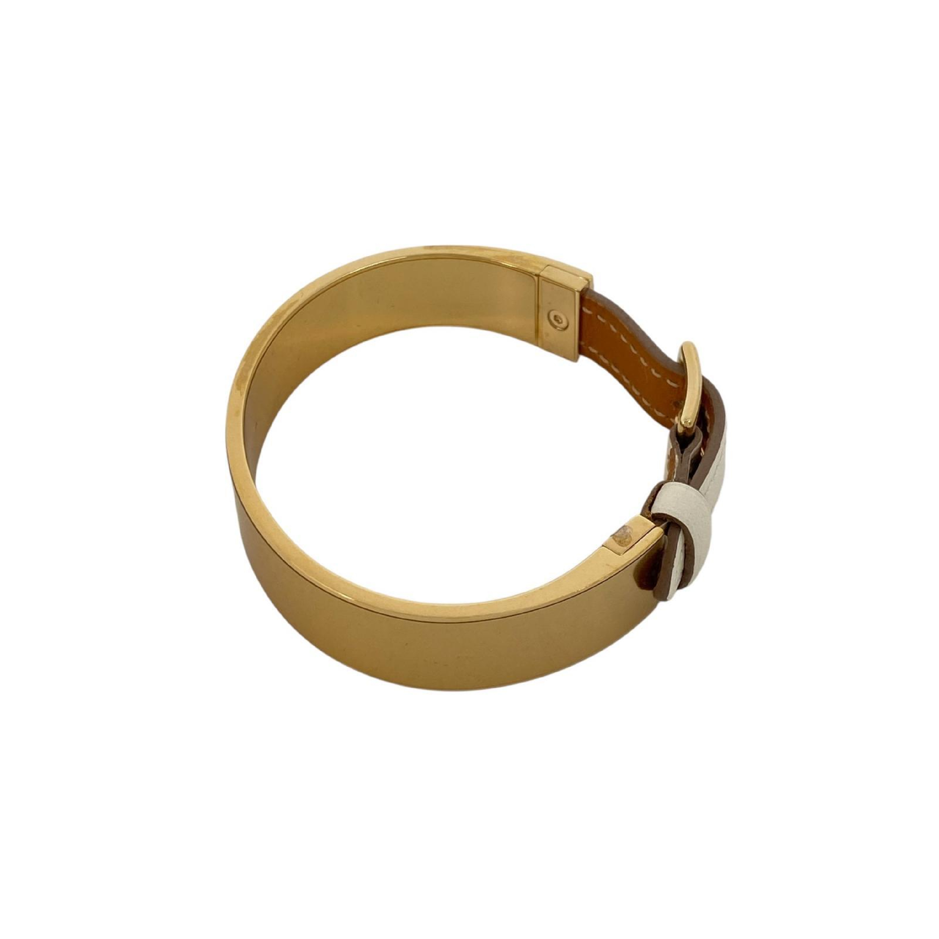 【*Shipped from: Hong Kong*】HERMES ( ) White Gold Plated Metal/Calfskin Bracelet Stamp T Bracelet/Bangle — view 5