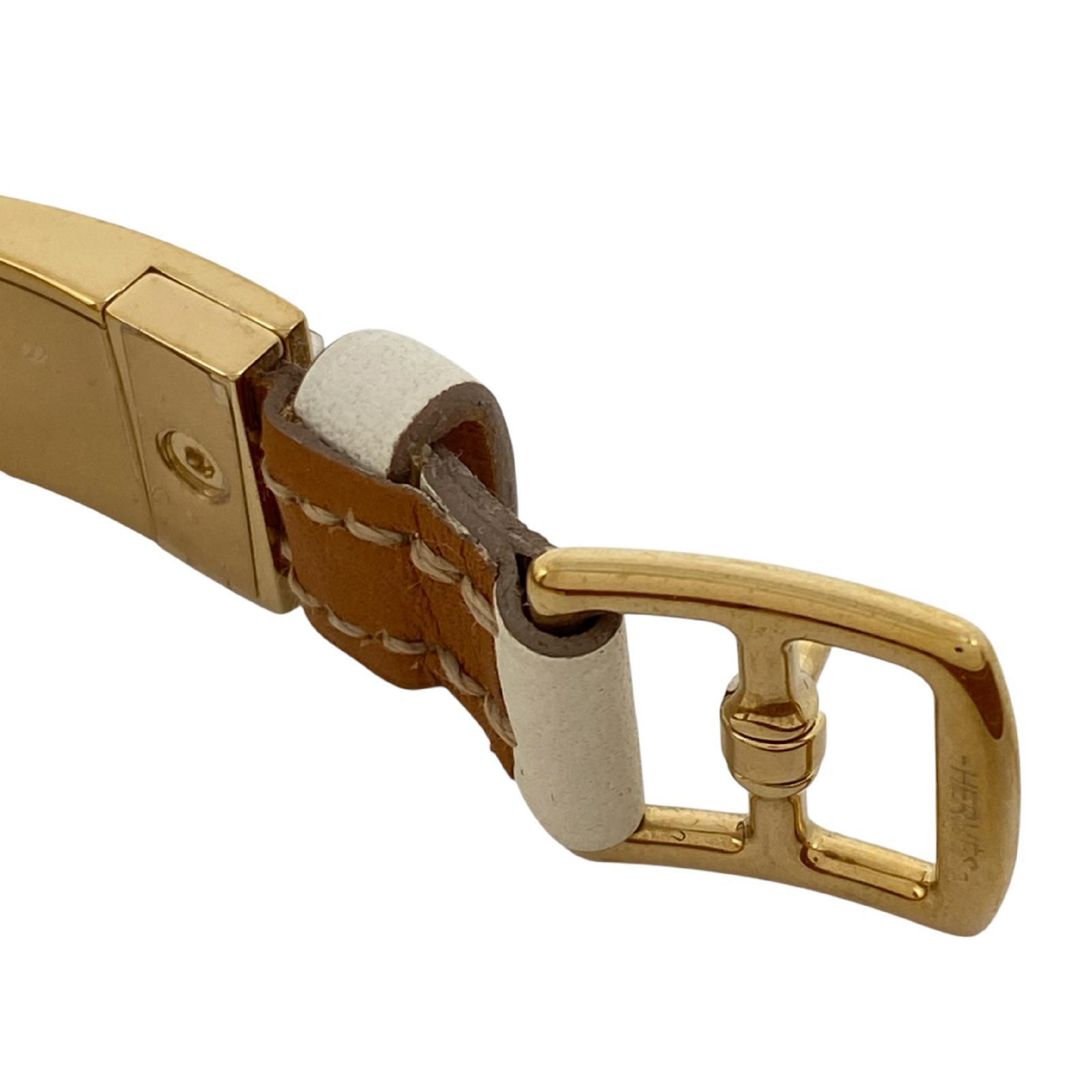 【*Shipped from: Hong Kong*】HERMES ( ) White Gold Plated Metal/Calfskin Bracelet Stamp T Bracelet/Bangle — view 8