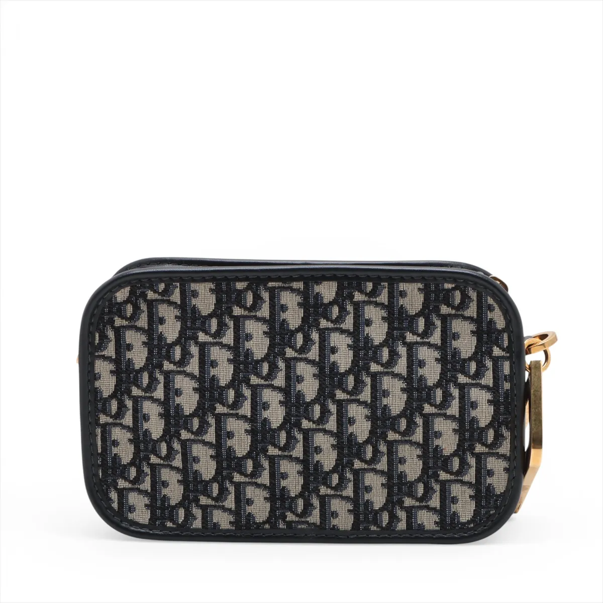 Oblique Canvas x Leather Clutch Bag Navy — view 2