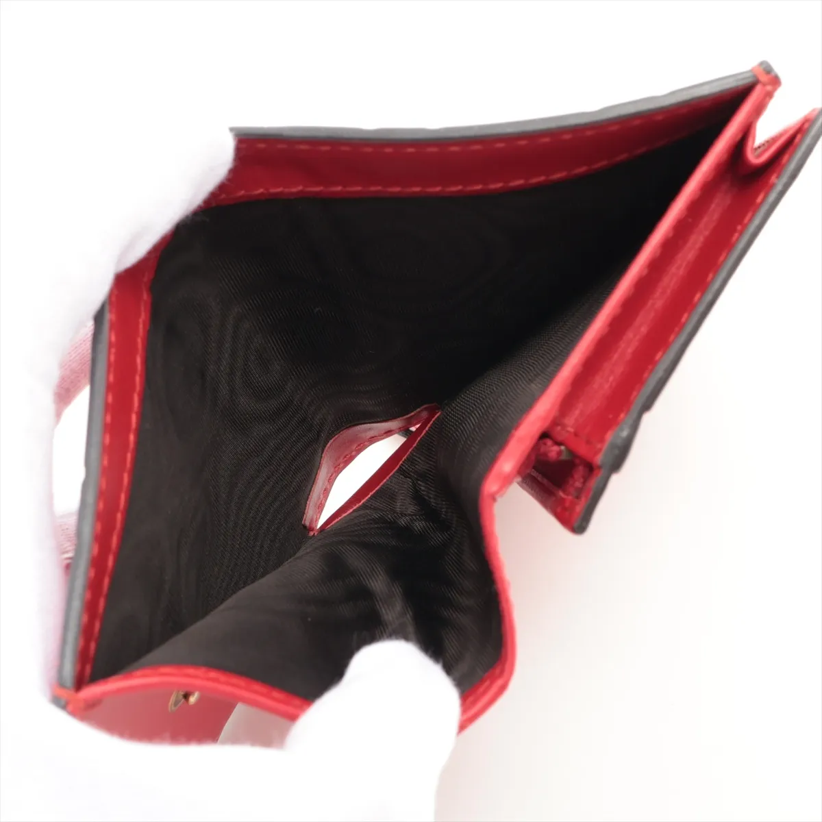 GG Supreme Cherry 476050 Leather Compact Wallet Red — view 4