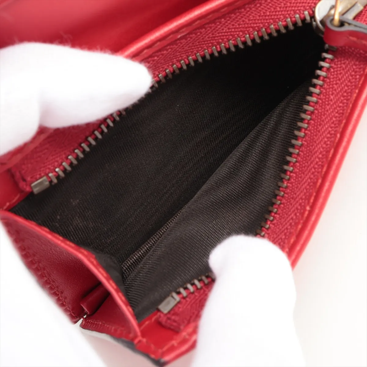 GG Supreme Cherry 476050 Leather Compact Wallet Red — view 5