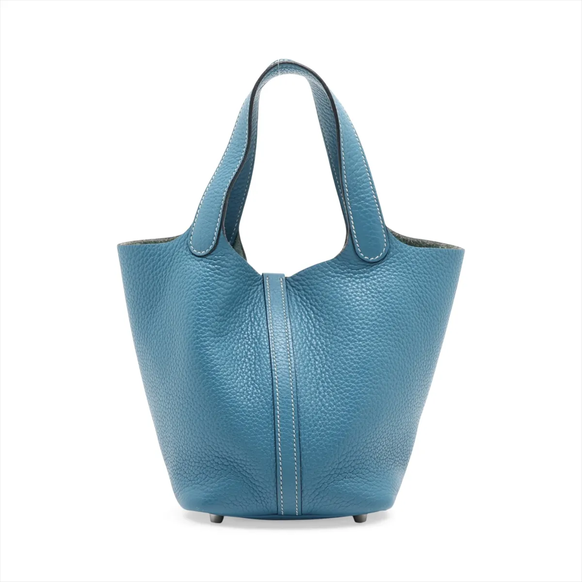 Picotin Lock 18 PM, Taurillon Clemence leather, Blue Jean color, silver hardware. Q: 2013. Key not included. — view 2