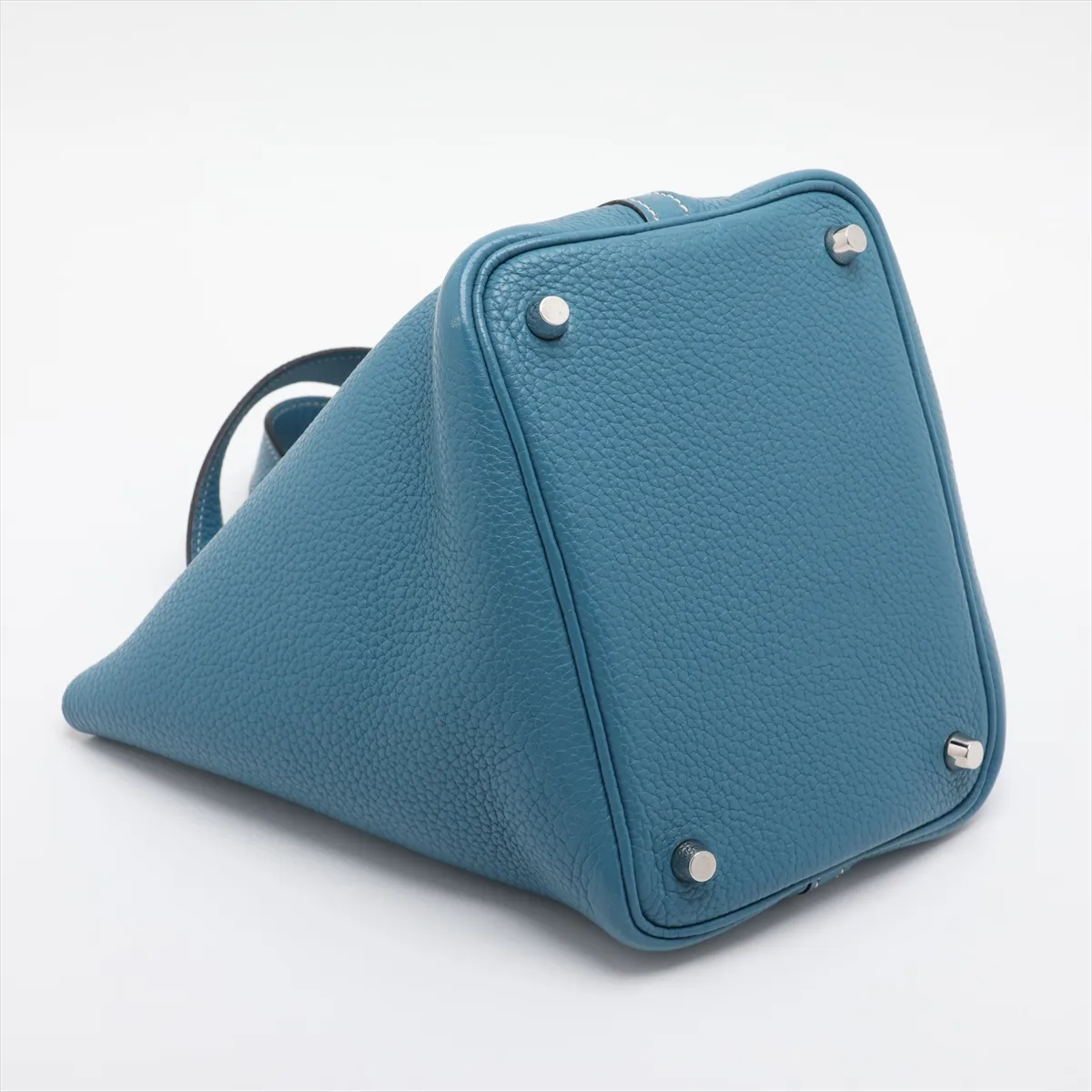 Picotin Lock 18 PM, Taurillon Clemence leather, Blue Jean color, silver hardware. Q: 2013. Key not included. — view 4