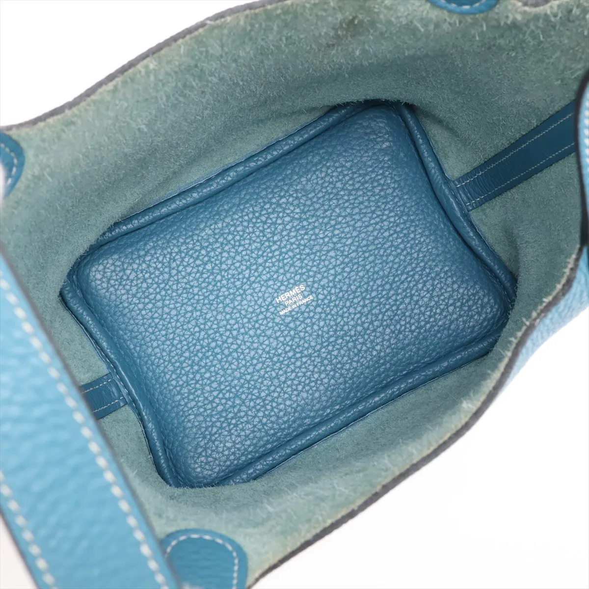 Picotin Lock 18 PM, Taurillon Clemence leather, Blue Jean color, silver hardware. Q: 2013. Key not included. — view 7