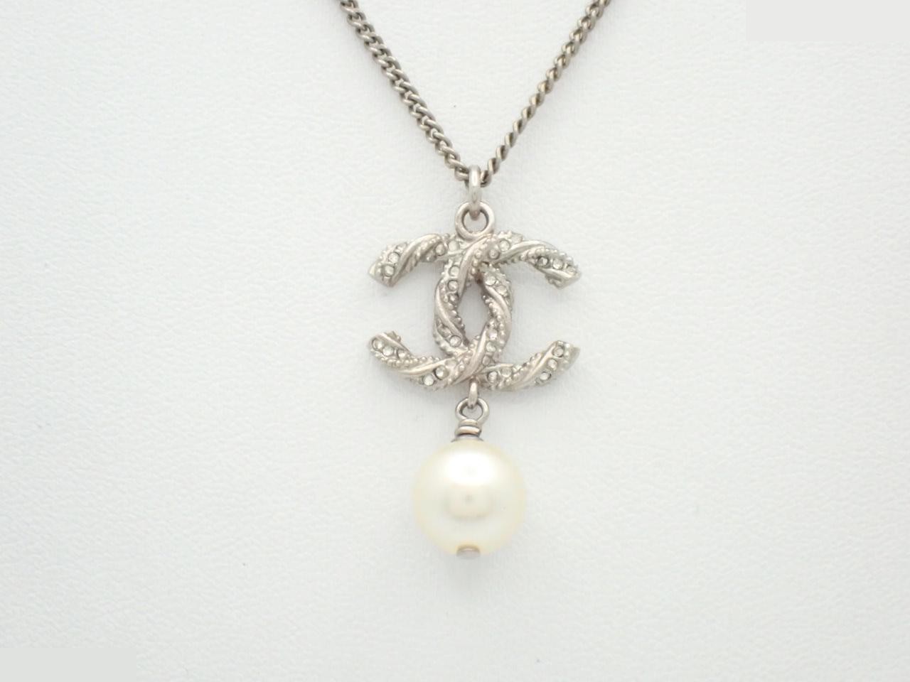 Necklace B14C Coco Mark Rhinestone Pearl