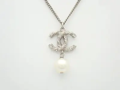 Necklace B14C Coco Mark Rhinestone Pearl