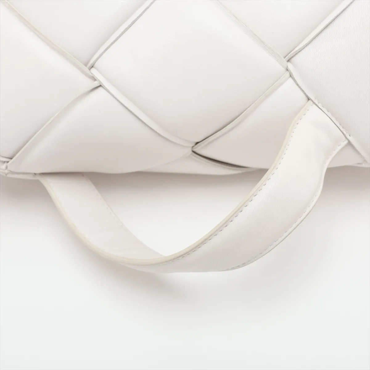 Maxi Intrecciato Leather 2-Way Shoulder Bag, White — view 5
