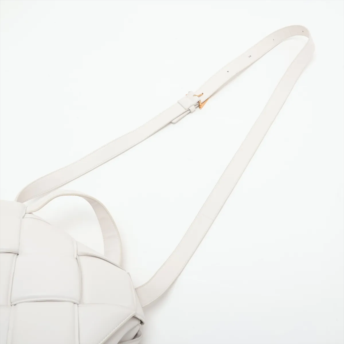 Maxi Intrecciato Leather 2-Way Shoulder Bag, White — view 7
