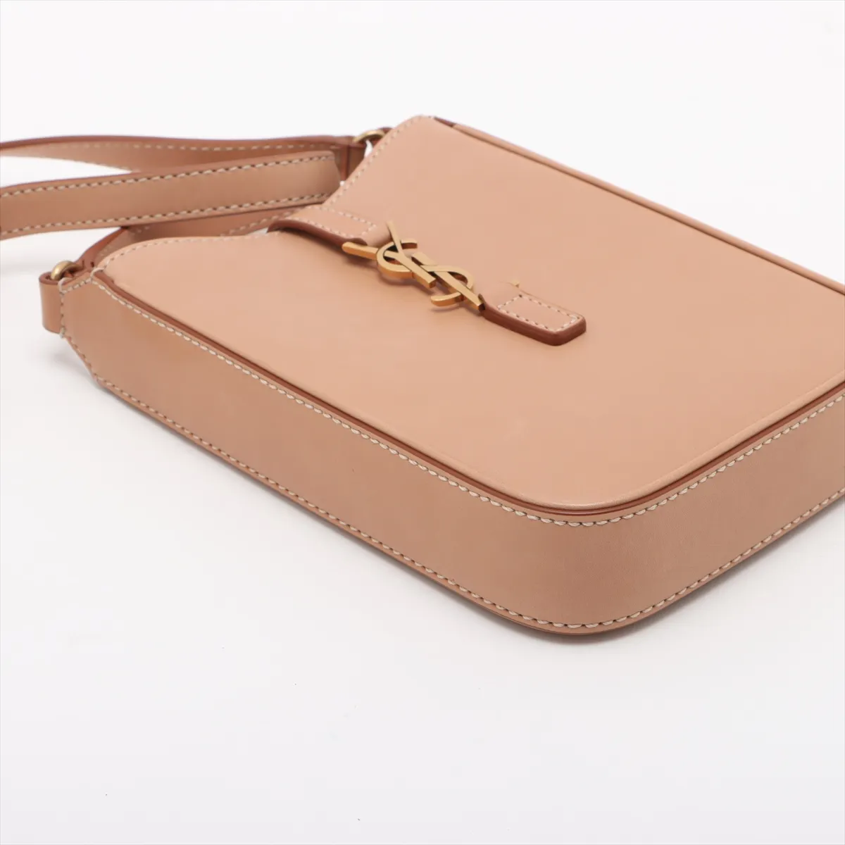 Mini Vertical Leather Shoulder Bag, Beige, 735214 — view 4