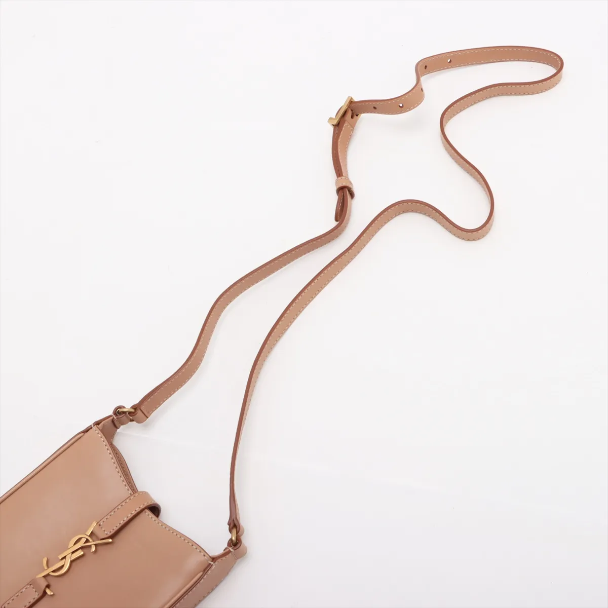 Mini Vertical Leather Shoulder Bag, Beige, 735214 — view 5