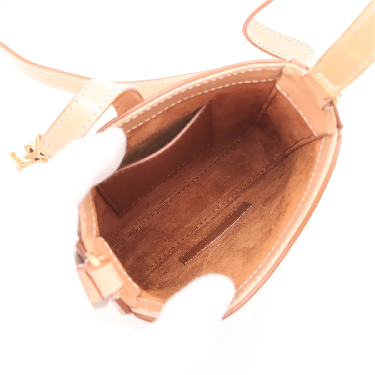 Mini Vertical Leather Shoulder Bag, Beige, 735214 — view 6