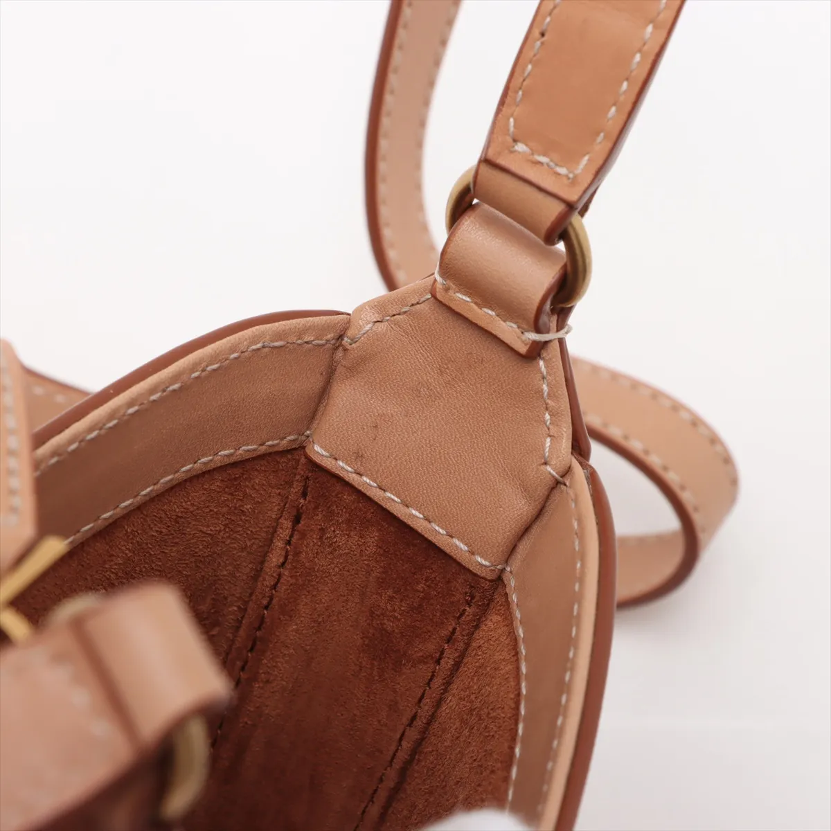 Mini Vertical Leather Shoulder Bag, Beige, 735214 — view 9