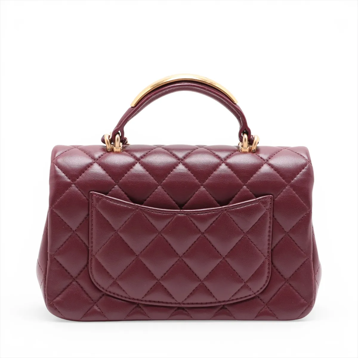 Matelassé Lambskin 2-Way Shoulder Bag, Bordeaux, Gold Hardware, PENTKT45, Random Plate — view 2