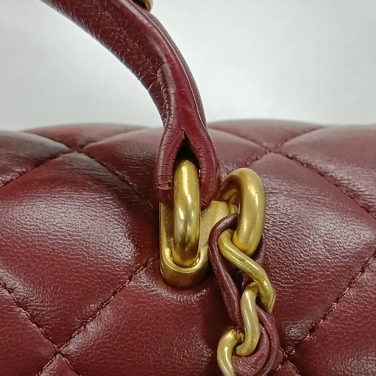 Matelassé Lambskin 2-Way Shoulder Bag, Bordeaux, Gold Hardware, PENTKT45, Random Plate — view 15