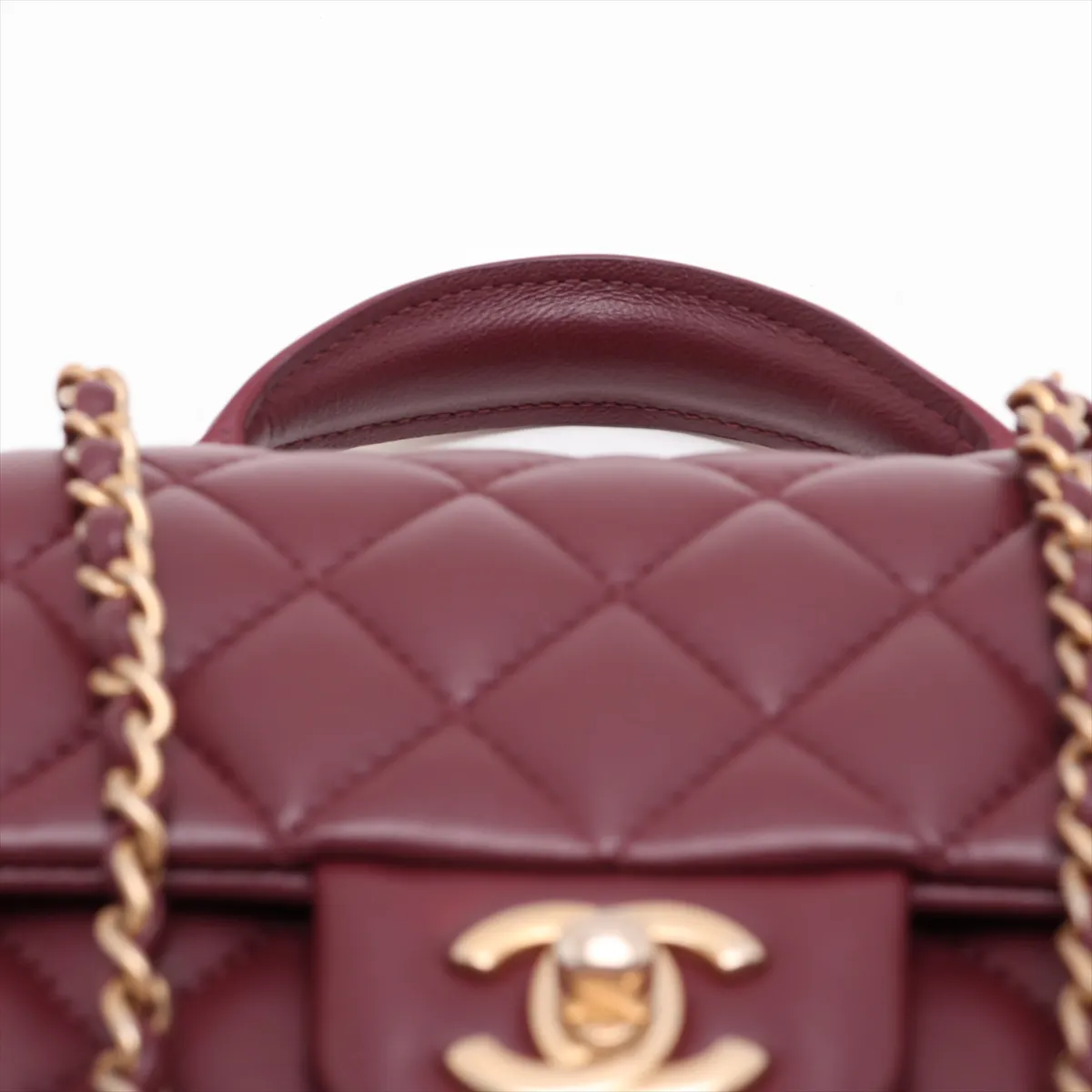 Matelassé Lambskin 2-Way Shoulder Bag, Bordeaux, Gold Hardware, PENTKT45, Random Plate — view 6