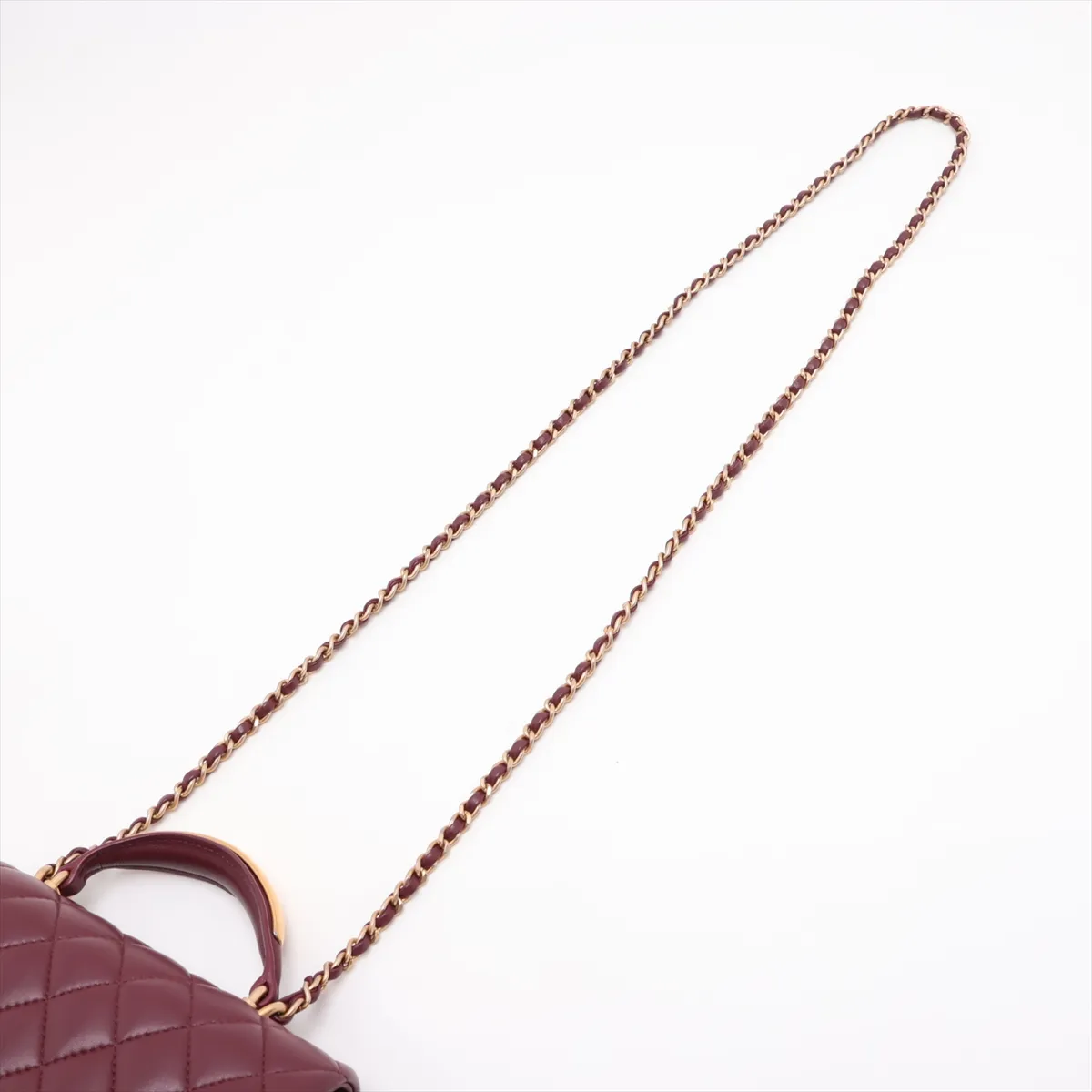 Matelassé Lambskin 2-Way Shoulder Bag, Bordeaux, Gold Hardware, PENTKT45, Random Plate — view 7