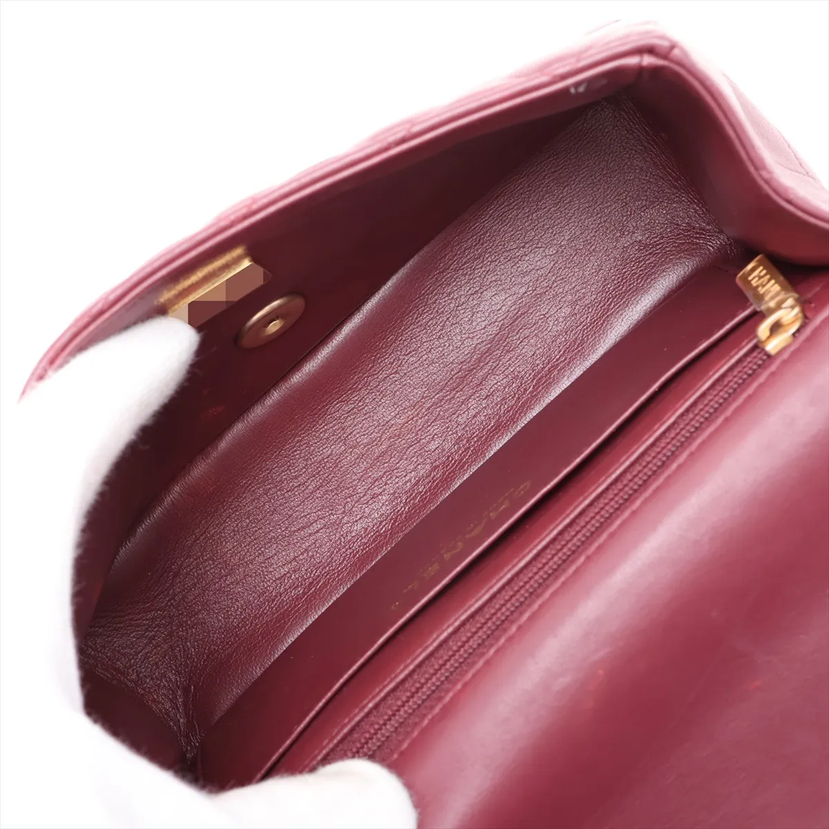 Matelassé Lambskin 2-Way Shoulder Bag, Bordeaux, Gold Hardware, PENTKT45, Random Plate — view 8