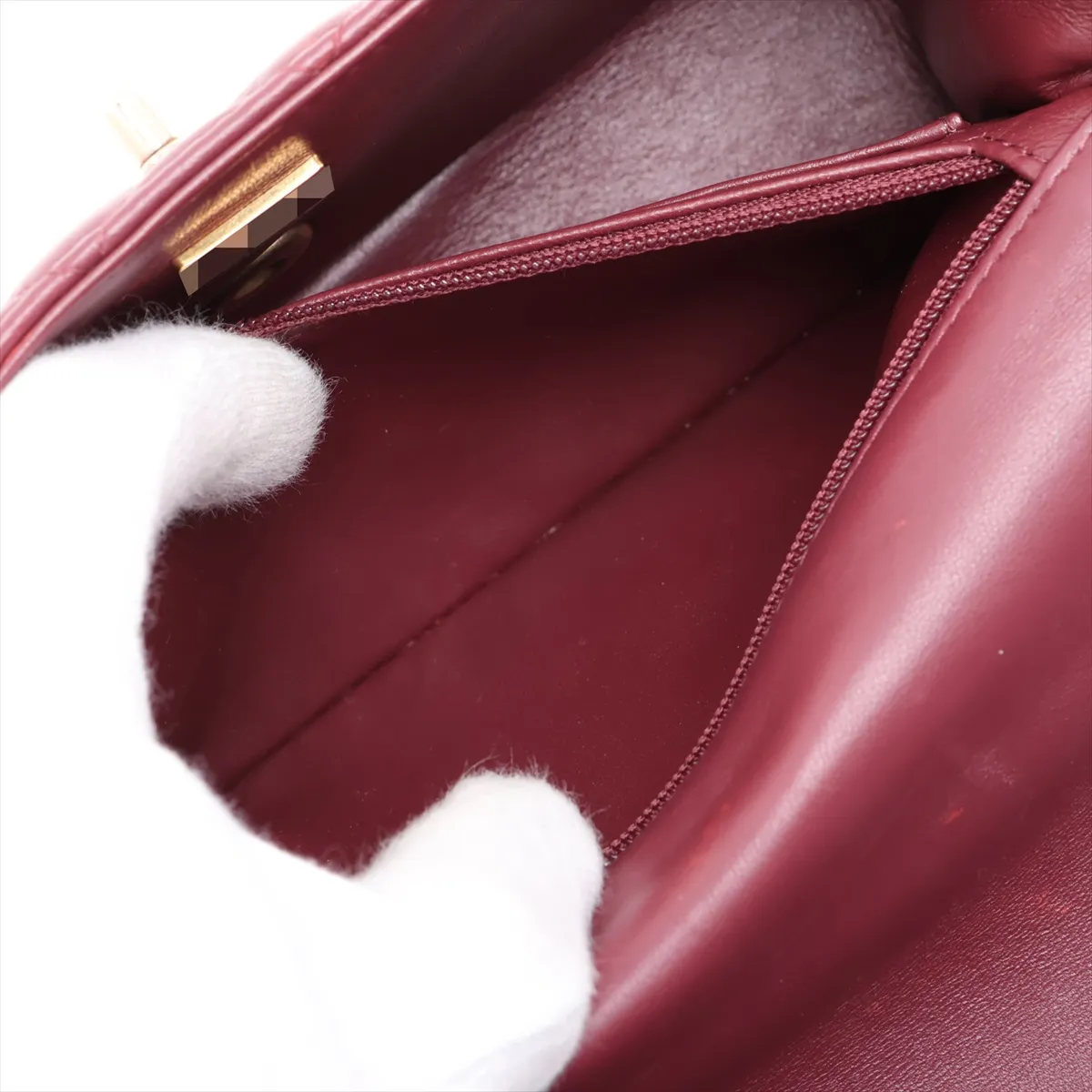 Matelassé Lambskin 2-Way Shoulder Bag, Bordeaux, Gold Hardware, PENTKT45, Random Plate — view 10