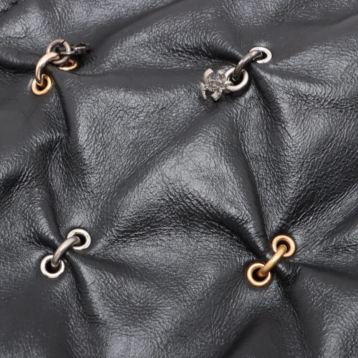 22 Mini Shiny Calfskin Chain Shoulder Bag Black Gold Hardware CK80899A Random Plate AS3980 — view 12