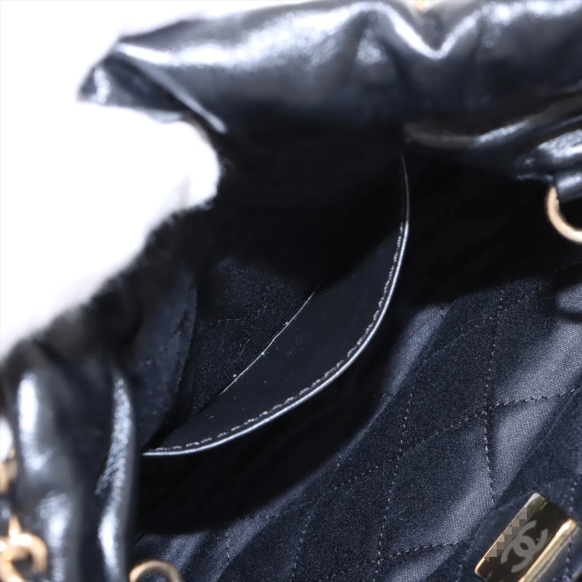 22 Mini Shiny Calfskin Chain Shoulder Bag Black Gold Hardware CK80899A Random Plate AS3980 — view 8