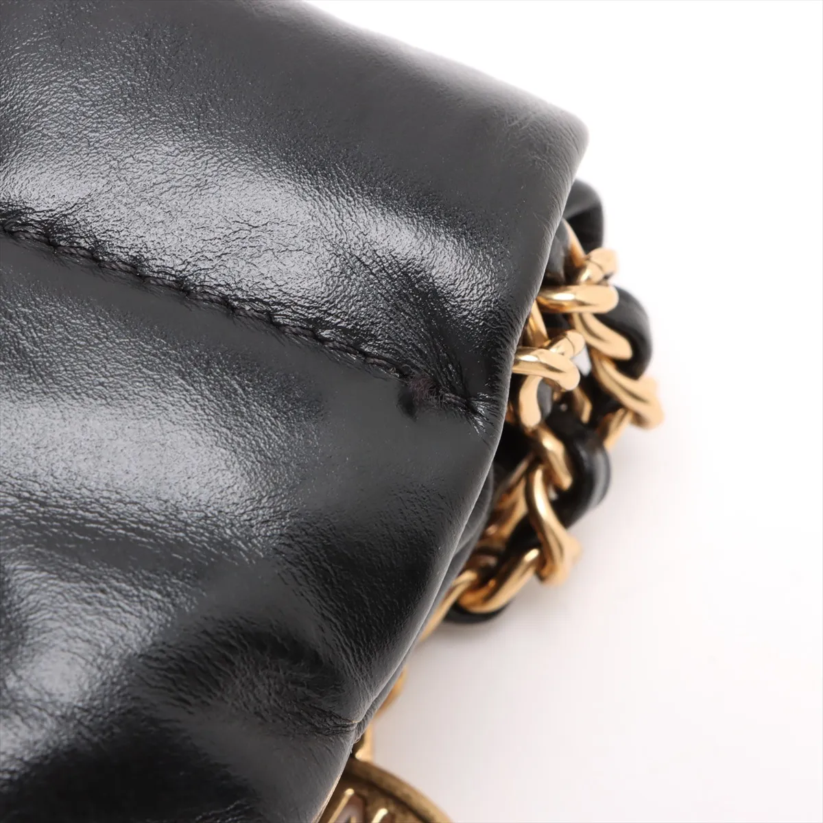 22 Mini Shiny Calfskin Chain Shoulder Bag Black Gold Hardware CK80899A Random Plate AS3980 — view 10
