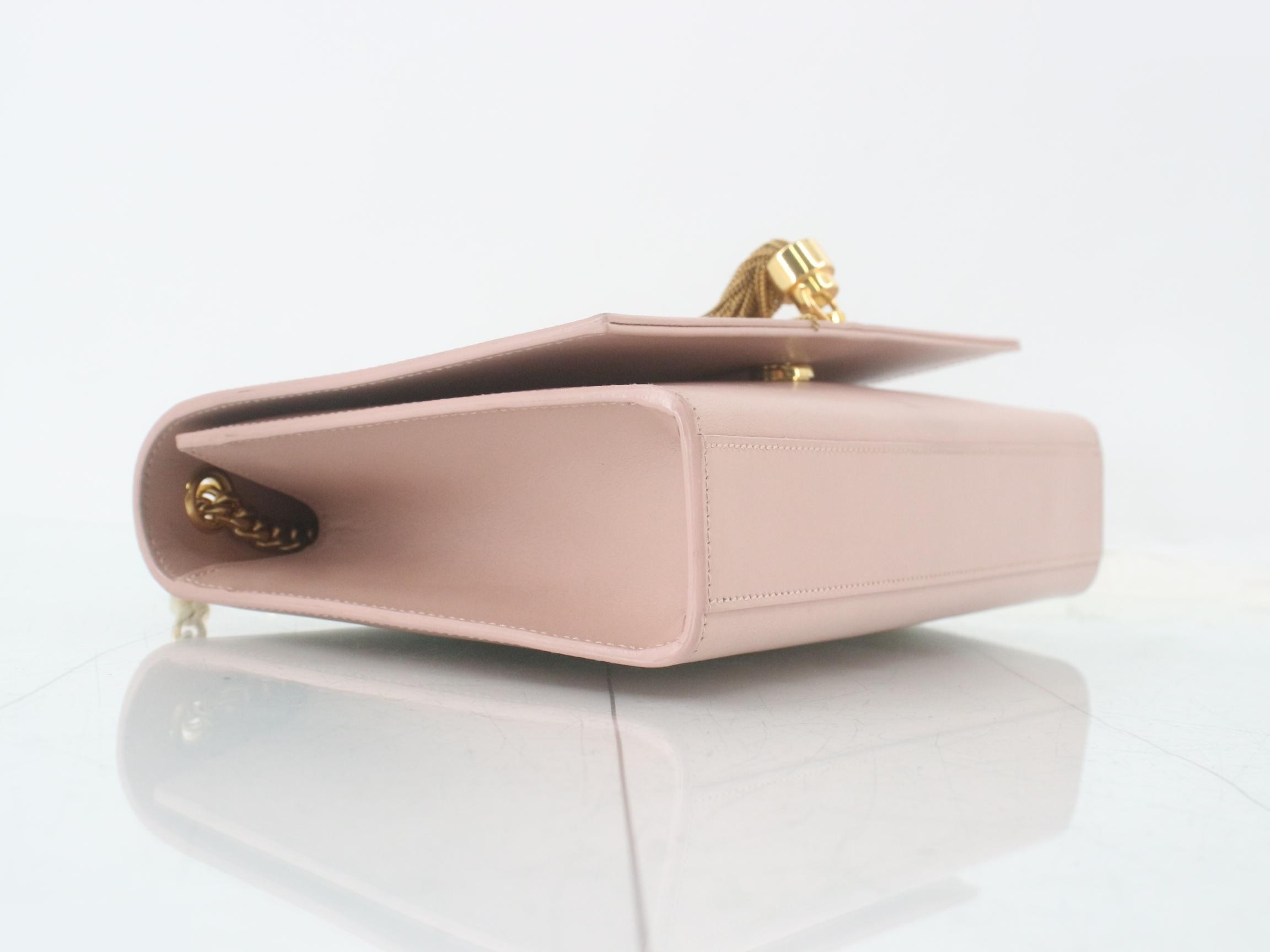 Kate Leather Tassel Chain Shoulder Bag, Pink — view 5
