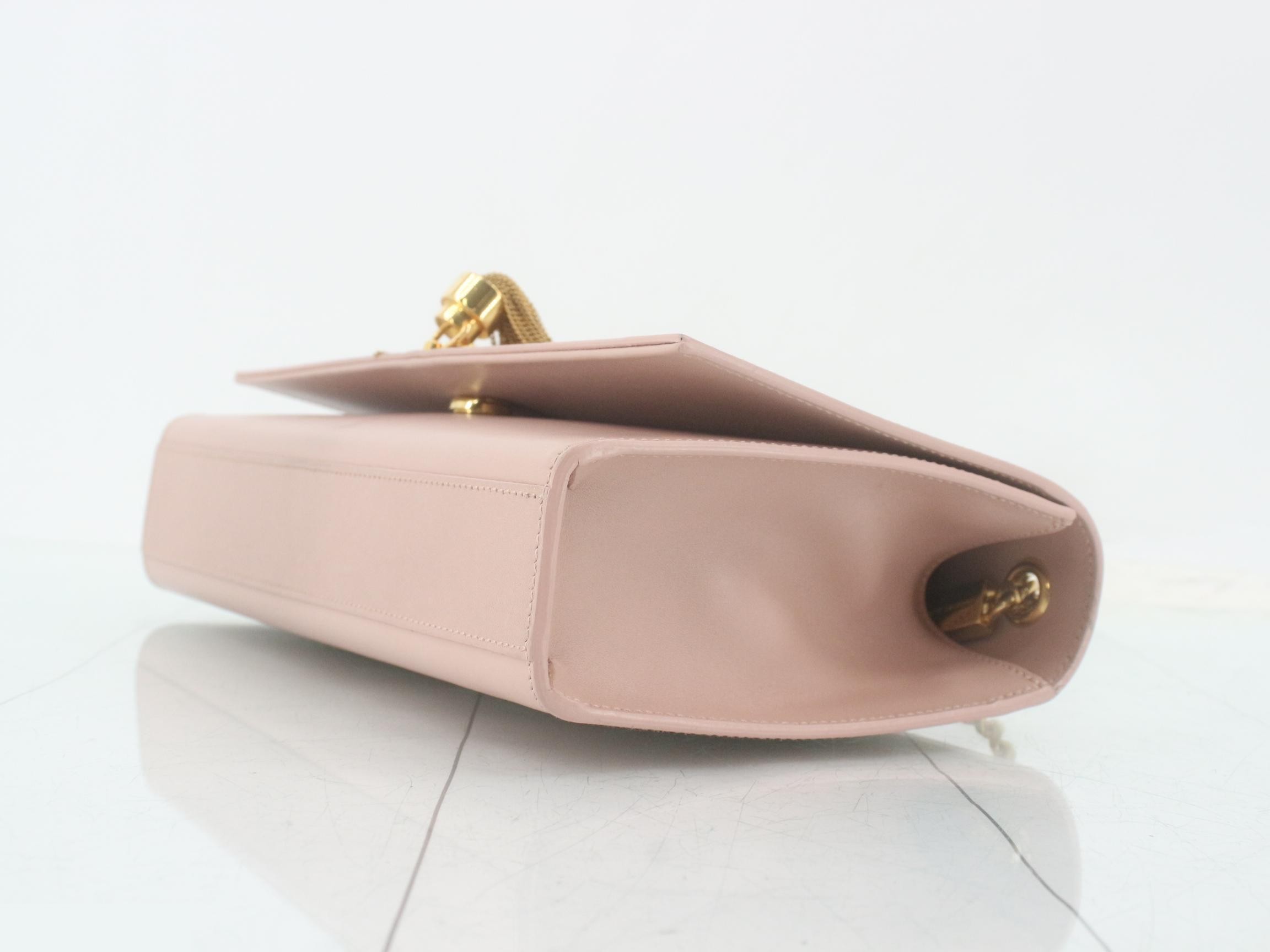 Kate Leather Tassel Chain Shoulder Bag, Pink — view 6