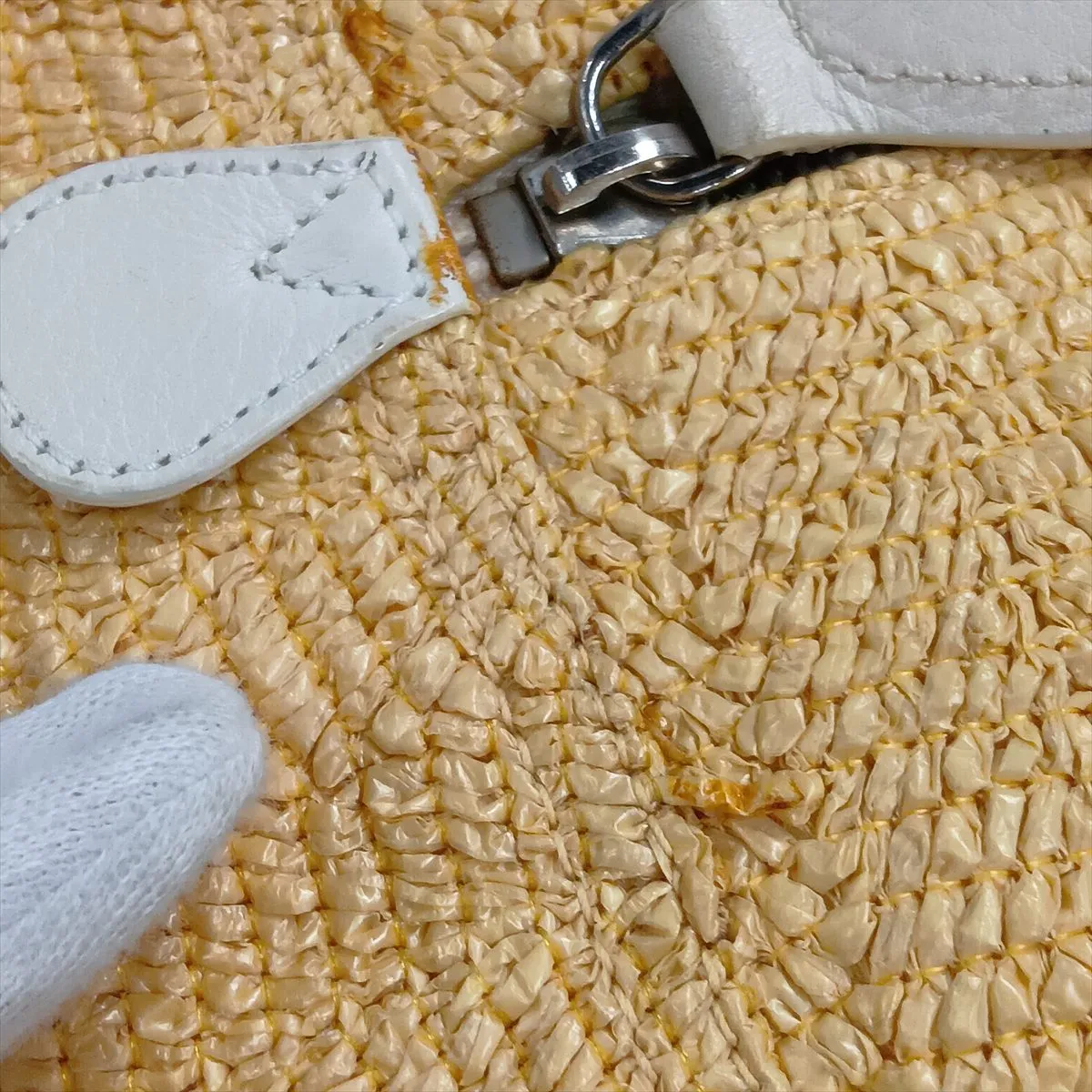raffia and leather handbag, beige and white. — view 15