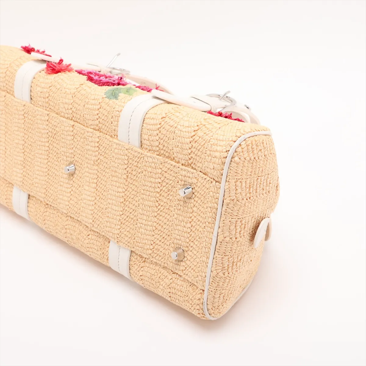 raffia and leather handbag, beige and white. — view 3