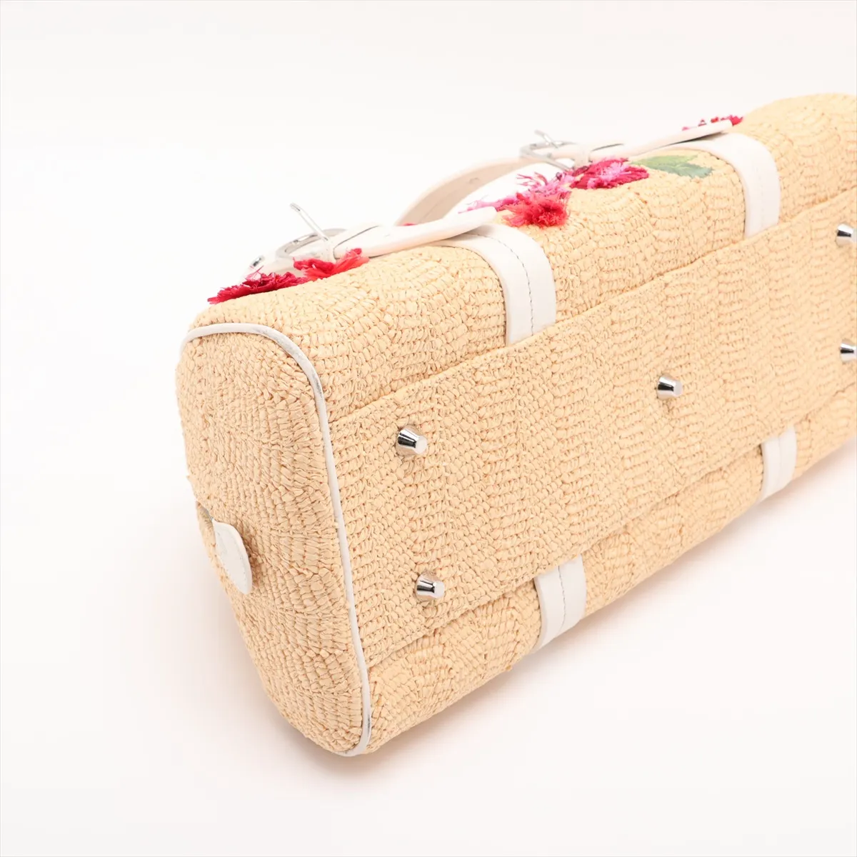 raffia and leather handbag, beige and white. — view 4