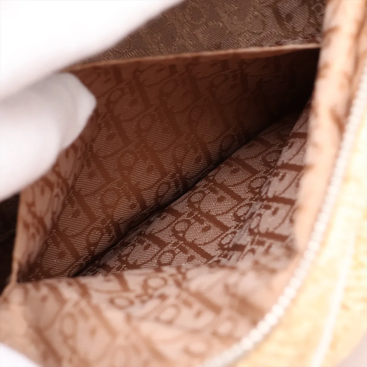 raffia and leather handbag, beige and white. — view 9