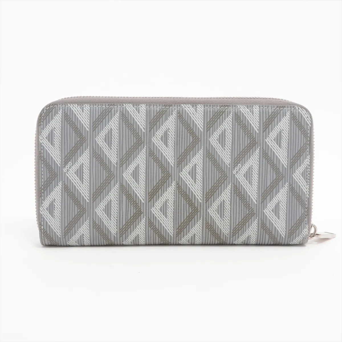 CD Diamond PVC x Leather Round Zip Wallet Gray Serial Unknown — view 2