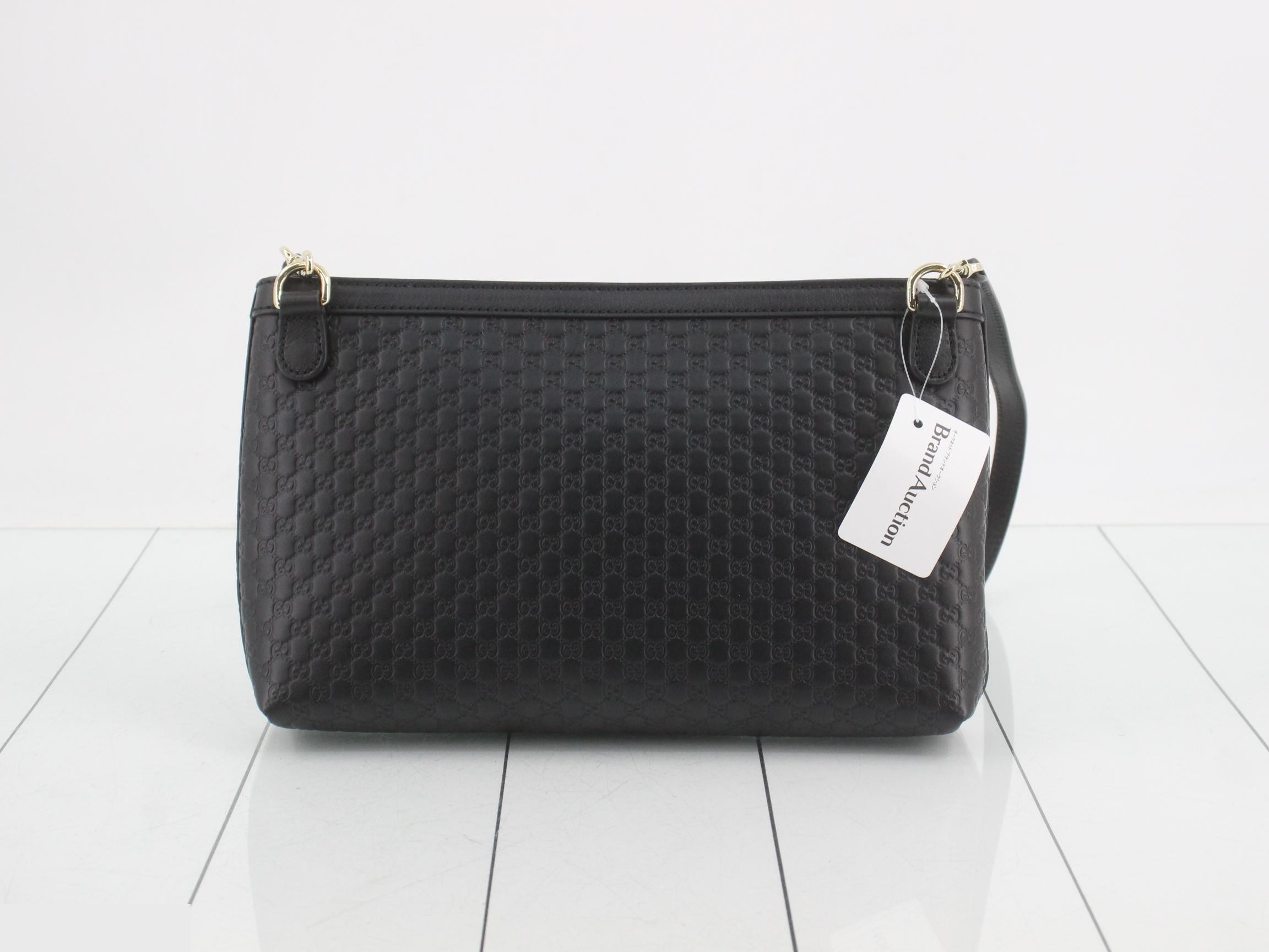 Microshima Shoulder Bag, Embossed, Black, with Dust Bag and Booklet, 28 x 18 x 5 cm — view 2