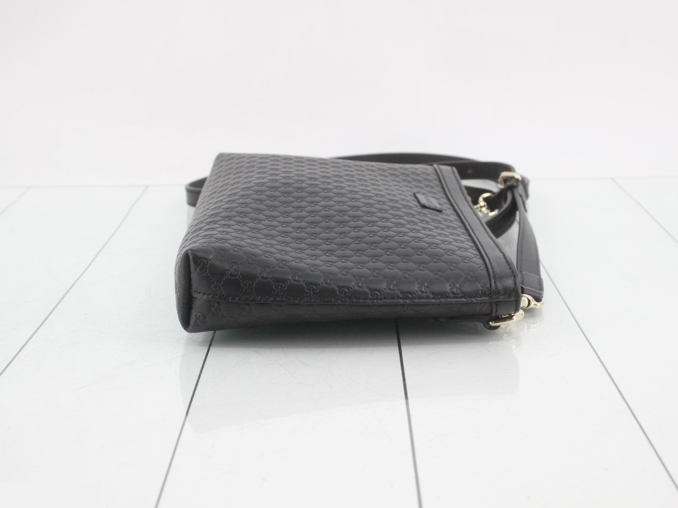 Microshima Shoulder Bag, Embossed, Black, with Dust Bag and Booklet, 28 x 18 x 5 cm — view 3