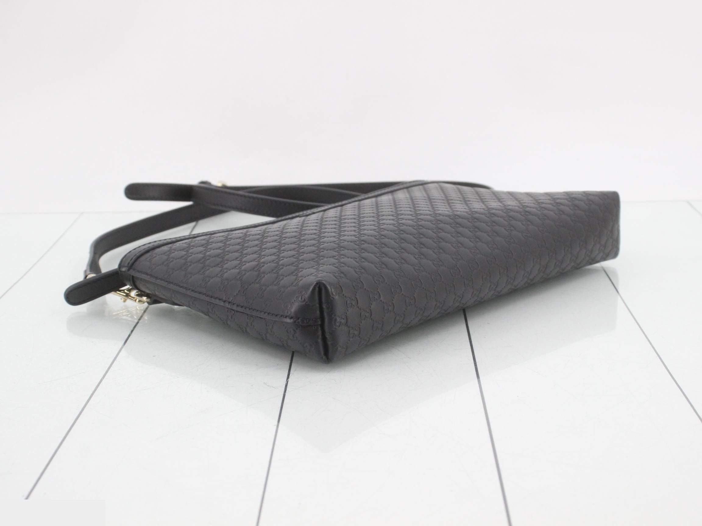 Microshima Shoulder Bag, Embossed, Black, with Dust Bag and Booklet, 28 x 18 x 5 cm — view 5