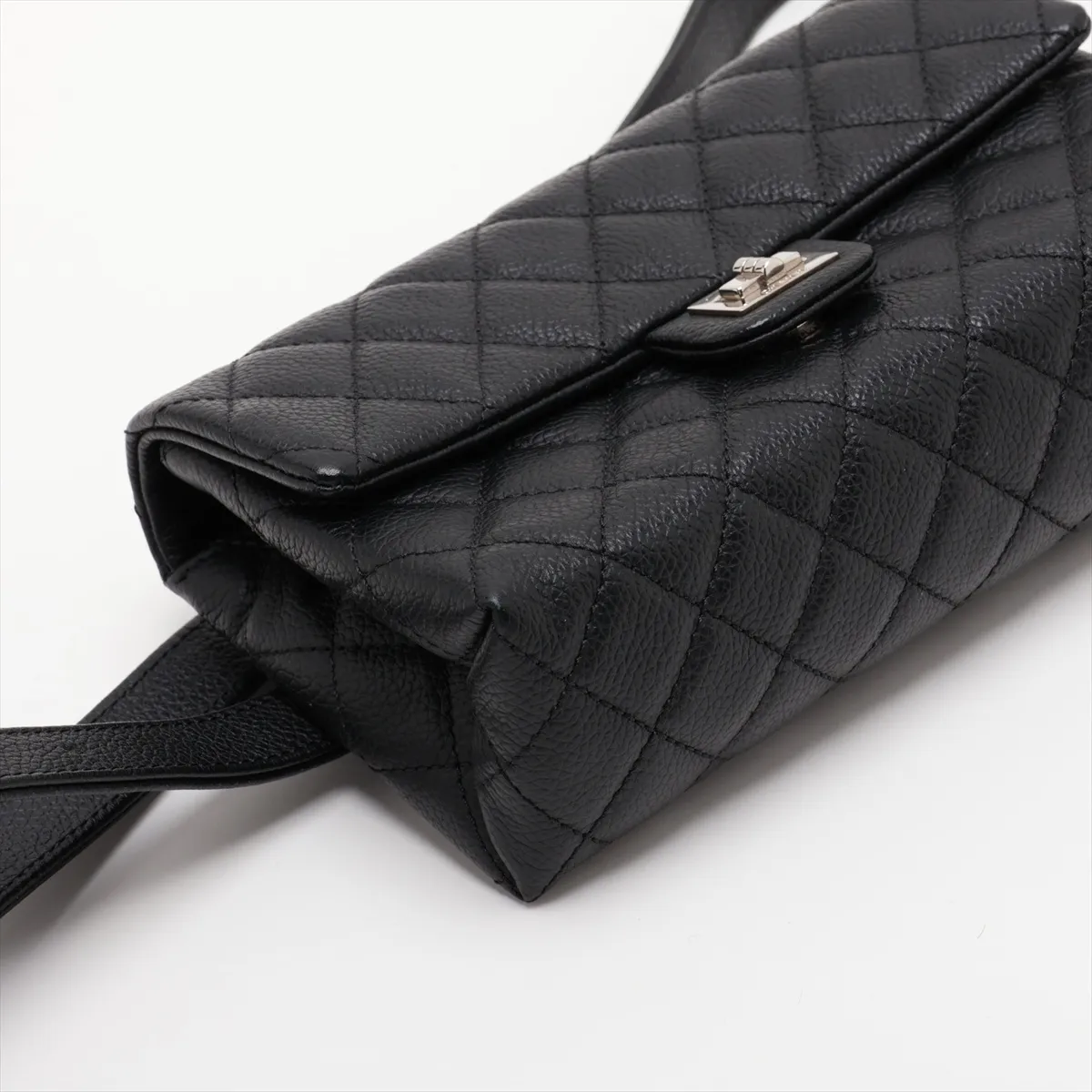 Matelassé 2.55 Caviar Skin Waist Pouch, Black with Silver Hardware, 25266912 (Serial Number in the 25s) — view 4