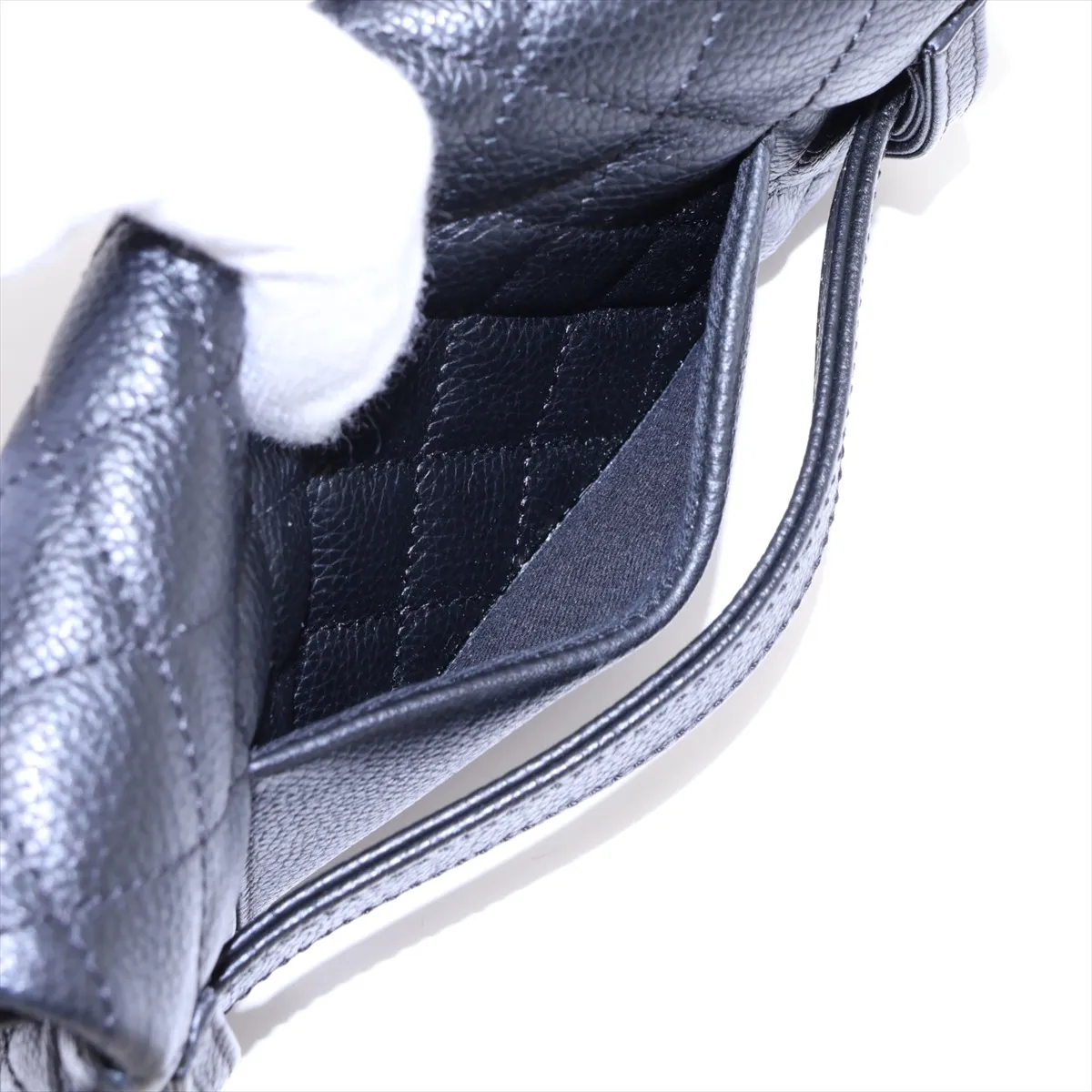 Matelassé 2.55 Caviar Skin Waist Pouch, Black with Silver Hardware, 25266912 (Serial Number in the 25s) — view 8