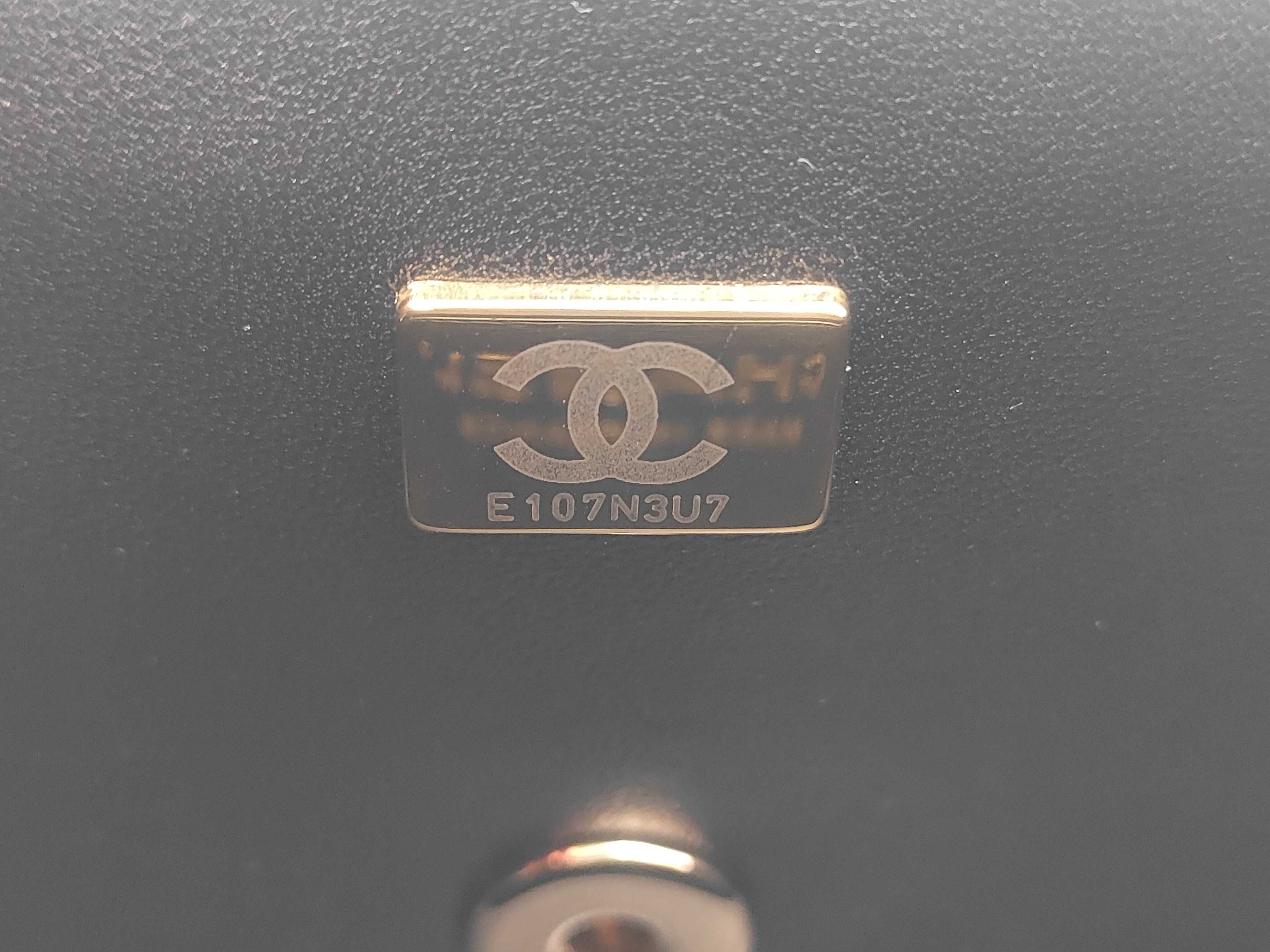Top Handle Flap Bag, Lambskin, Black, Gold Hardware, Serial Plate, E107N3U7 AS2431, Handbag — view 10